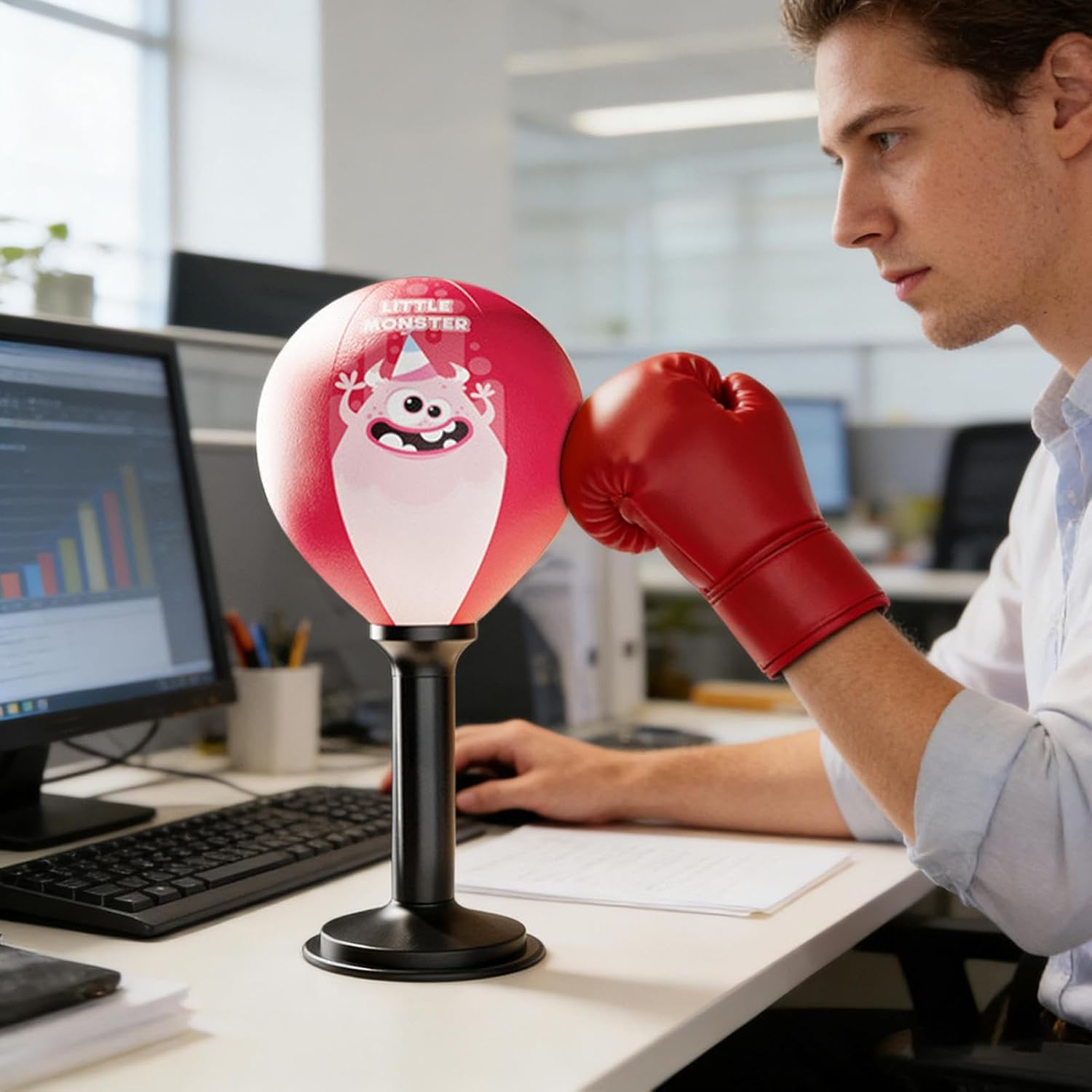 Desktop Punch Bag, Stress Relief and Exercise, 1 Set, Speed Boxing Bags, Standing Desk Punching Bags, Easy Setup, for Kids, Adults, Home, Bedroom, Living Room, Gym