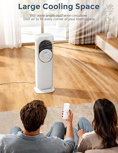 Miniatura 5 de Combo de ventilador de torre y calentador, calentador de interior, ventiladores de torre silenciosos de 26 piess, oscilación de 120, 2 velocidades