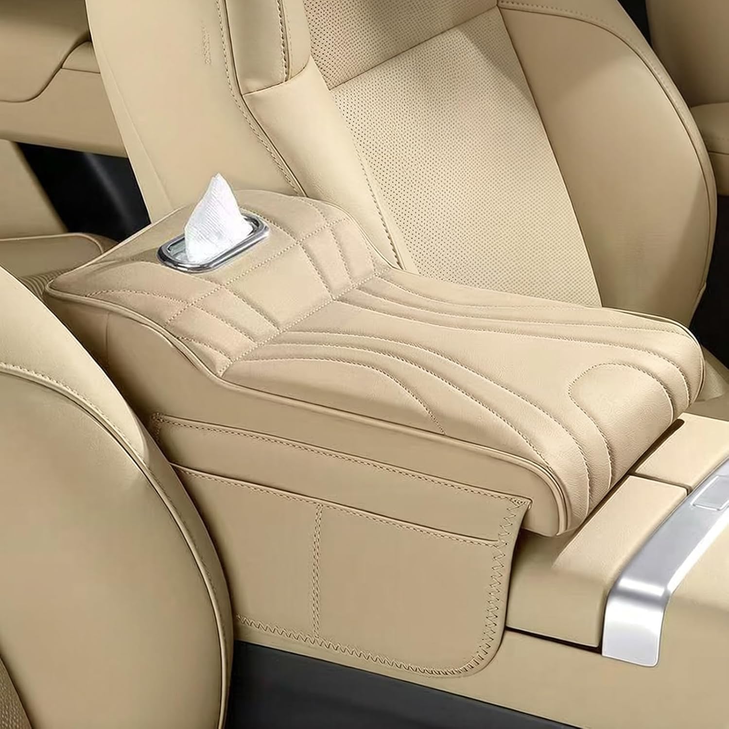xssfc Centre Console Pad for Suzuki Swift Dzire Splash Baleno Liana Ertiga, Console Riser Pillow Waterproof Car Armrest Pad Durable Car Armrest Cushion,Beige