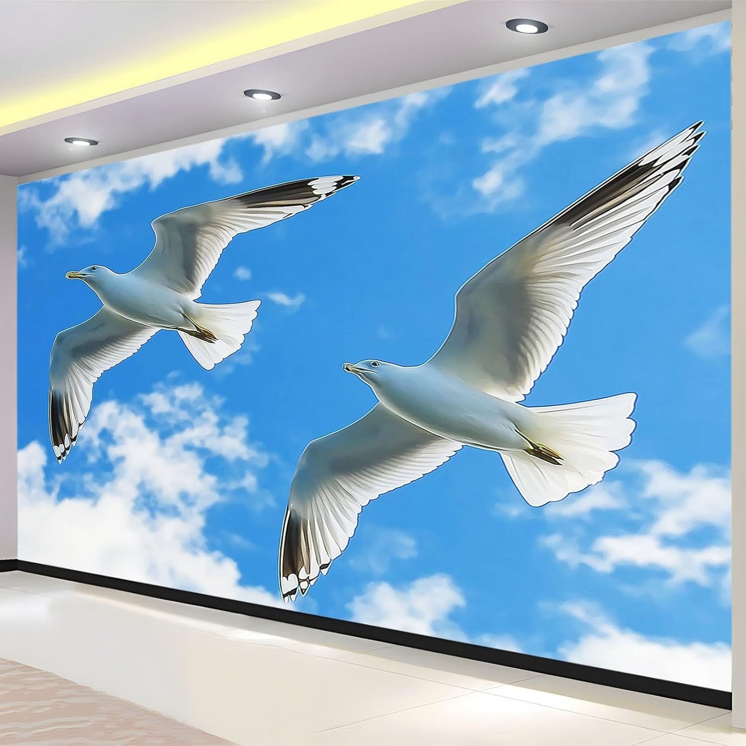 Papier peint panoramique mouette 3D intissé 300x210 cm pour grand mur q3925