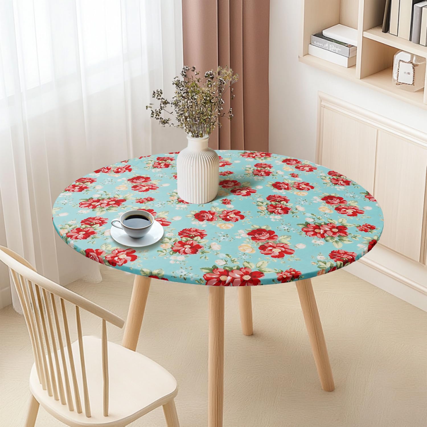 Bnejvif Round Elastic Tablecloth Fitted & Waterproof 36"-44" Round Tables