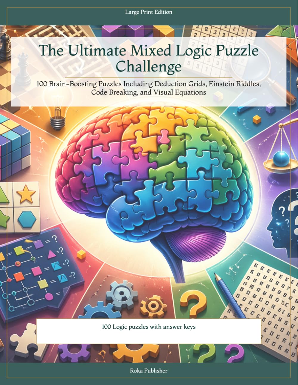 The Ultimate Mixed Logic Puzzle Challenge: 100 Brain-Boosting Puzzles Including Deduction Grids, Einstein Riddles, Code Breaking, and Visual Equations