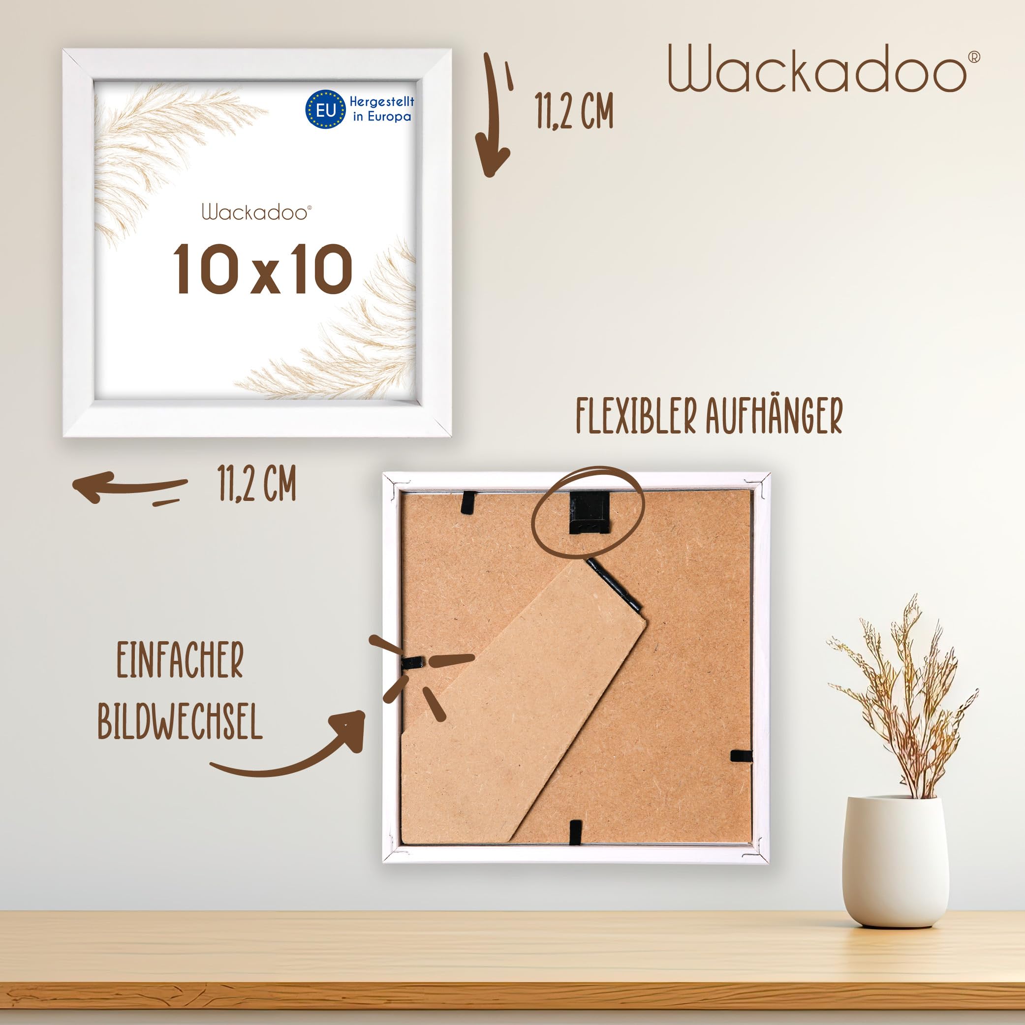 Wackadoo Cornice portafoto collage bianca, 10 x 15 cm, 4 foto, realizzata in legno FSC UE, in MDF, cornice portafoto con vetro della famiglia, più immagini