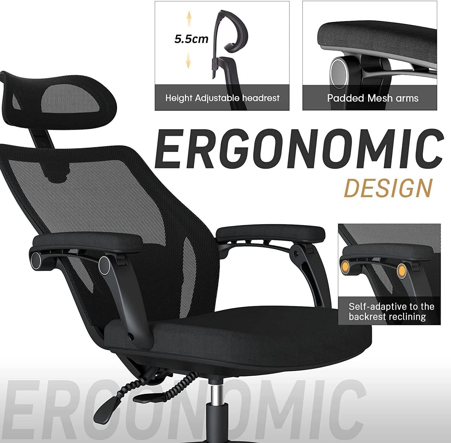 Buy Dripex Ergonomic Office Chair High Back Mesh Swivel Chair with 4D