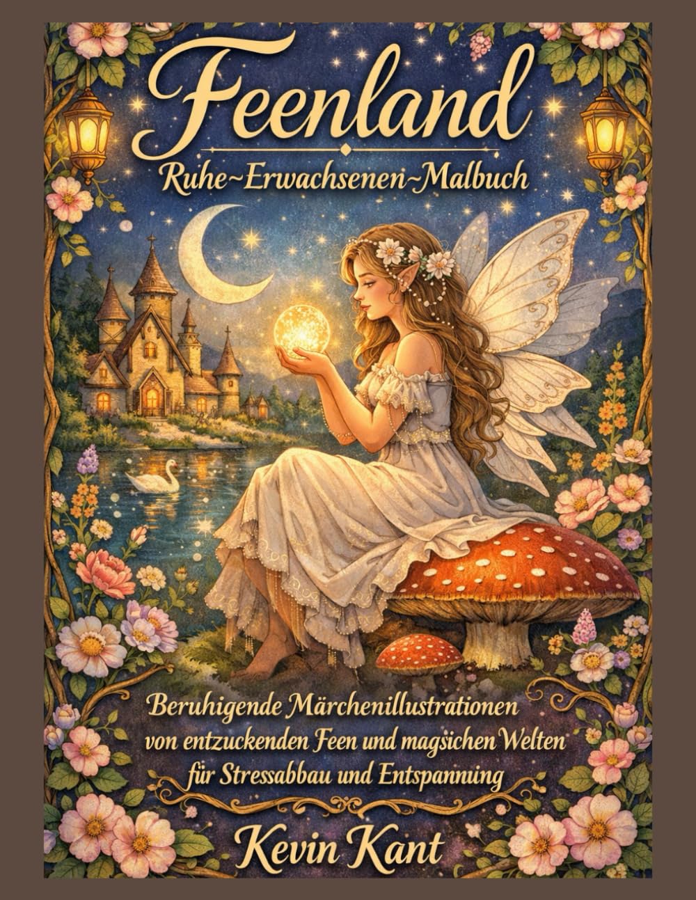 Feenland Ruhe–Erwachsenen-Malbuch-Buch 1: Beruhigende Märchenillustrationen von entzückenden Feen und magischen Welten für Stressabbau und Entspannung