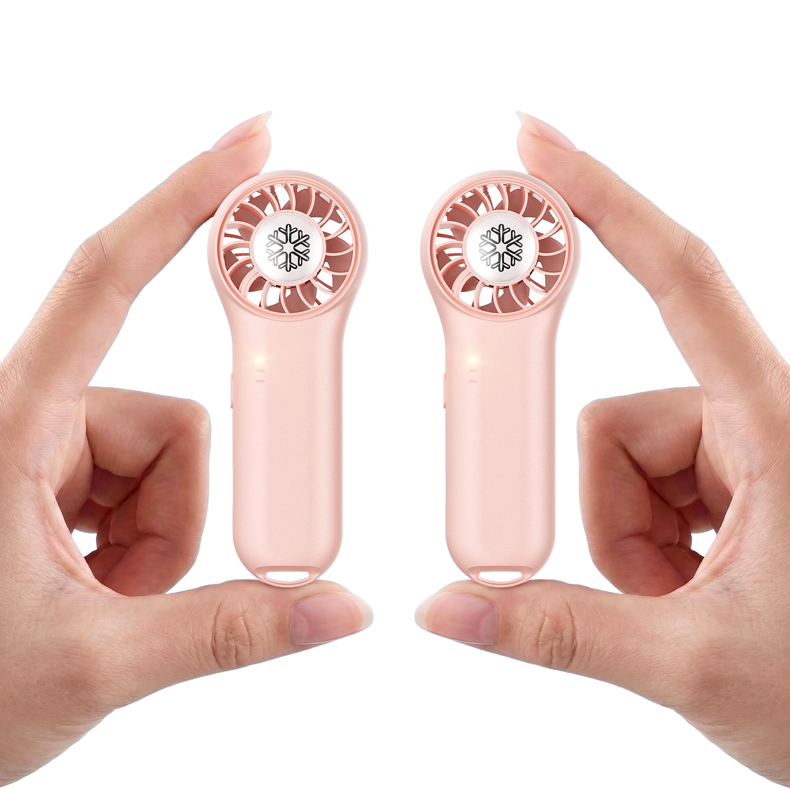 DREAMME 2 Pack Mini Fan Handheld, Portable Fan, 4-Speed Personal Small Fan, Cute Pocket Makeup Fan, Lash Fan, Rechargeable Operated Cooling Fan for Travel, Cruise Ship Essentials, Eyelash, Pink Pink 2