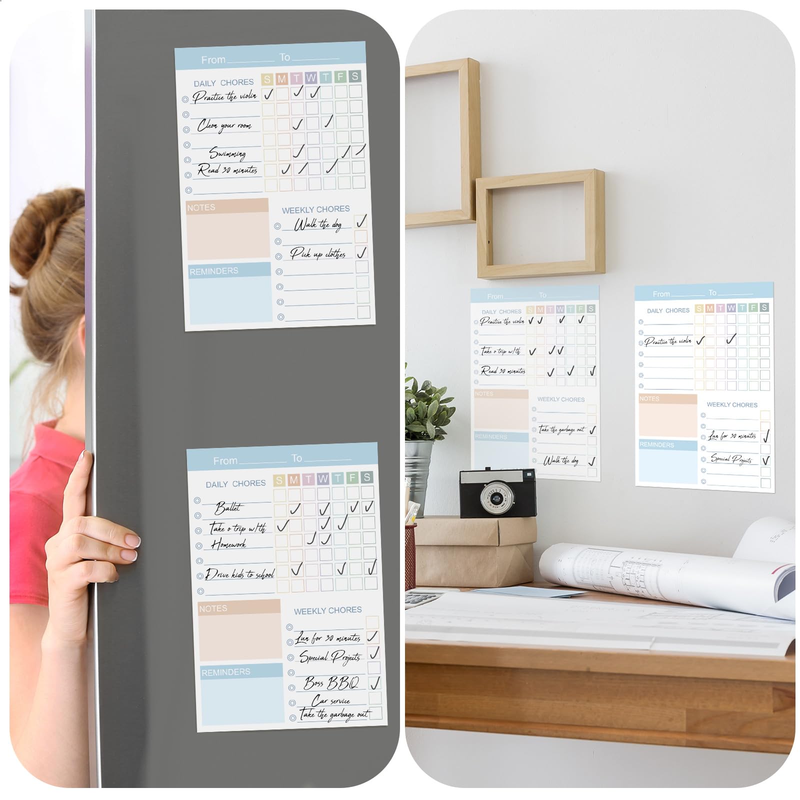 Snapklik.com : 4 Pcs Magnetic Chore Chart Planners Daily And Weekly ...
