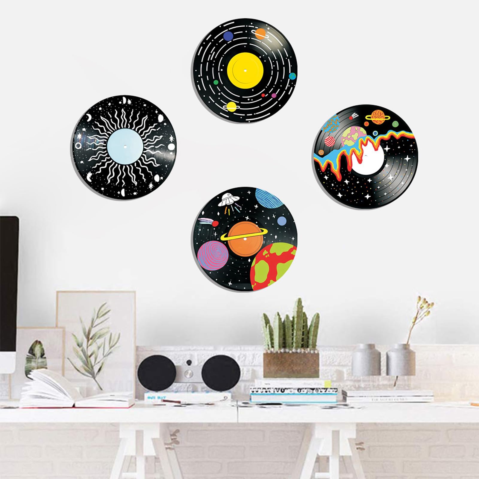 Universe Planet Design Vinili Disco da Appendere alla Parete Disco Decorativo in Legno Fatto a Mano per Amanti della Musica Soggiorno Decori Vinili Record Wall Art