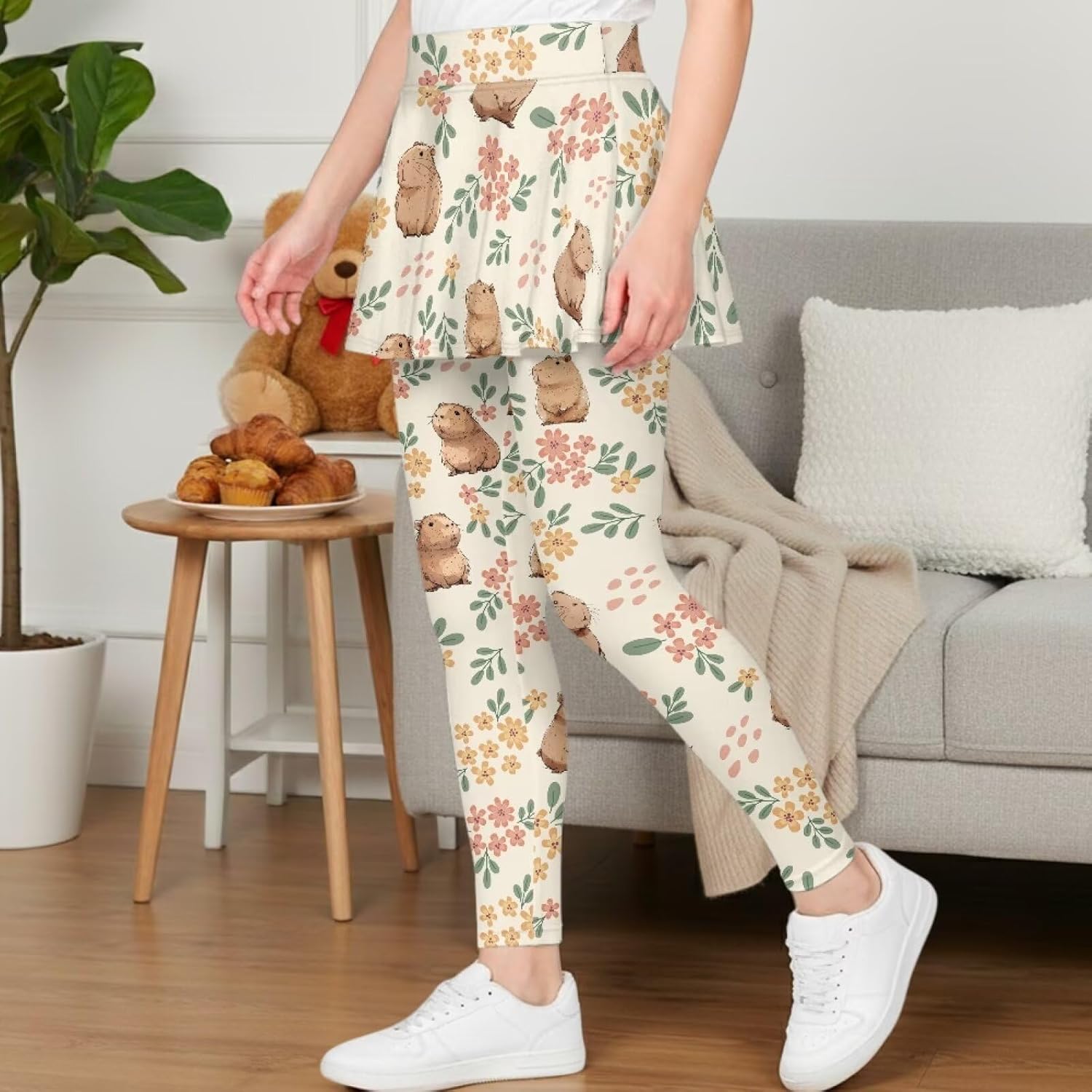 Girls Leggings with Skirt Stretchy High Waisted Ruffle Athletic Yoga Pants Kids School Uniform Pants 5-14 Years - Image 3