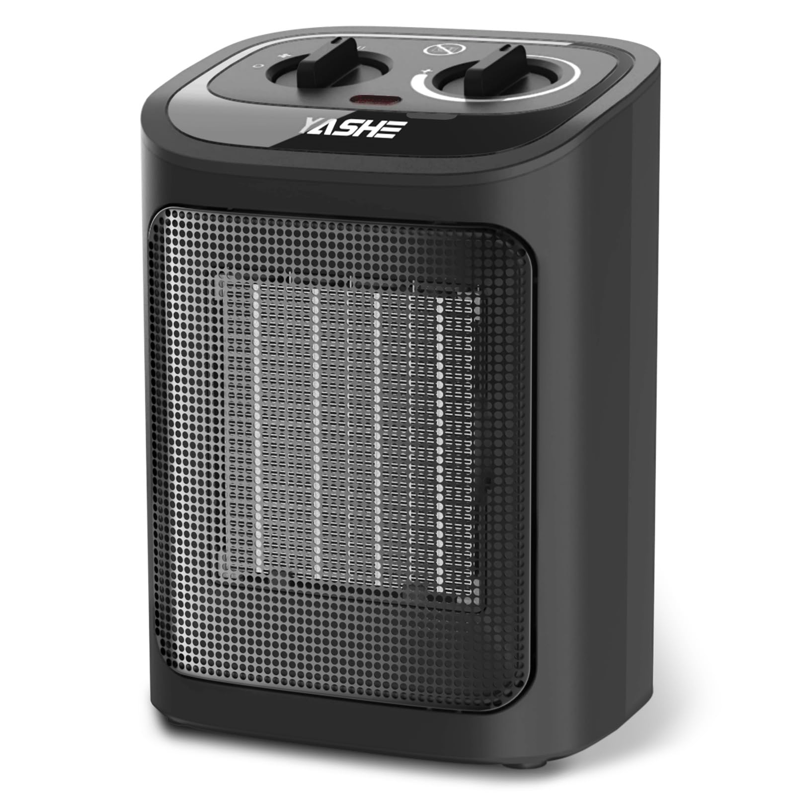 YASHE Electric Heater 1500W PTC Ceramic Heating Element with Thermostat, 2 Temperature Settings, Fan Mode, Overheat & Tip Over Protection for Bedroom Office Indoor Use