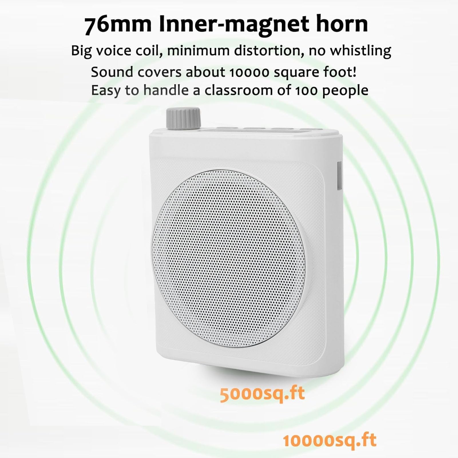 Bewinner Amplificatore Vocale Wireless da 15 W con Doppi Microfoni Lavalier Magnetici, Altoparlante Portatile Bluetooth 5.4 con Riduzione del Rumore, PA Ricaricabile 25 Ore per la (WHITE)