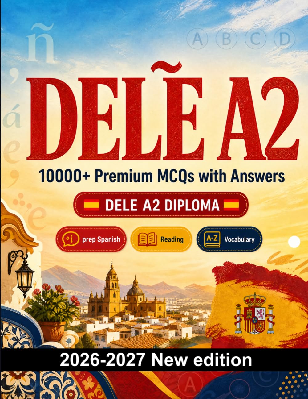 DELE A2 : 1000 MCQ with Answers: Language test prep Spanish: Grammar, Reading, Vocabulary, Writing, Spelling and written drills to pass the official language certificate and intensive review