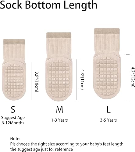 Miniatura 3 de Calcetines antideslizantes para bebés con agarres, bonitos calcetines antideslizantes para niños pequeños y niños, 5 pares