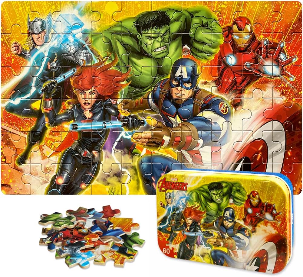 NEILDEN Jigsaw Puzzles for Kids Ages 4-8, 60 Piece Children Puzzles Learning Educational Puzzles for Children Girls and Boys, Packed in Tin Box
