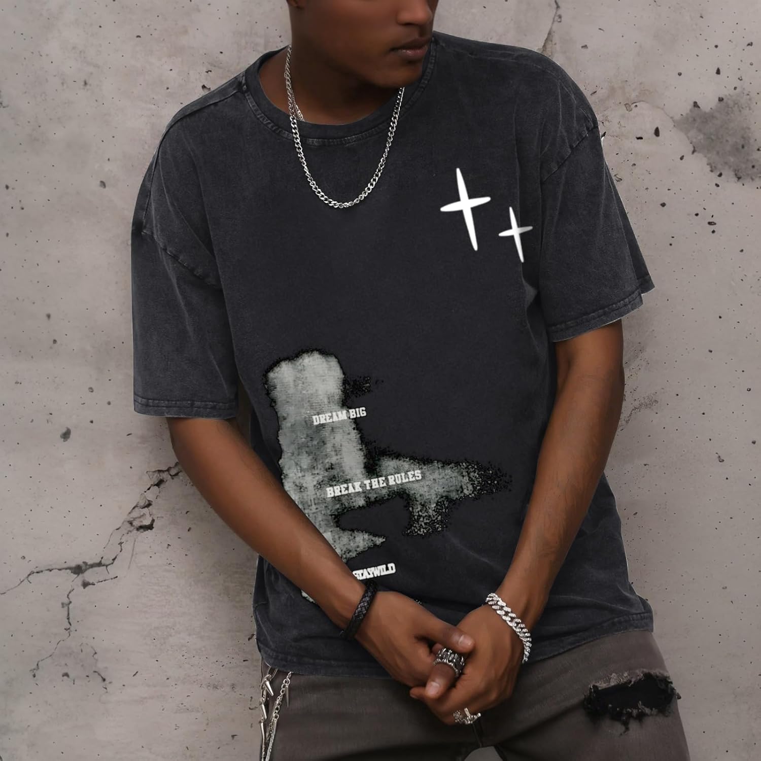 Mens Graphic Tees Y2k Streetwear Oversized Tshirts Vintage Acid Wash Shirts Summer Casual Inspirational Tee Shirt - Image 4