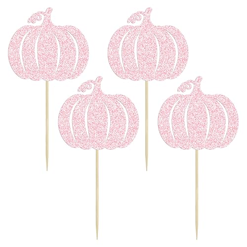 Miniatura 100 de Gyufise 24 piezas de calabaza Oh Baby Cupcake Toppers Glitter Baby Shower Calabaza Cupcake Picks Baby Feet Decoraciones para pasteles temáticos de A