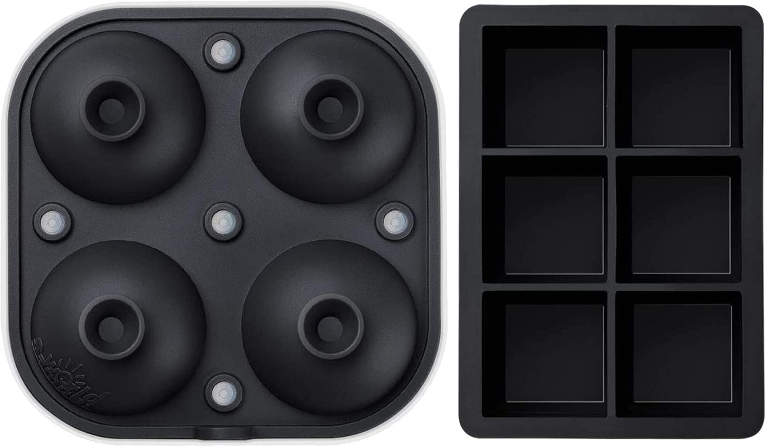 Samuelworld 4 Pack Silicone Premium ice Tray Bundle-Black (8 Cube Ice tray*1, 6 Cube Ice tray*1, 4 Sphere Ice Cube*1, 6 Sphere Ice Cube*1) image 2