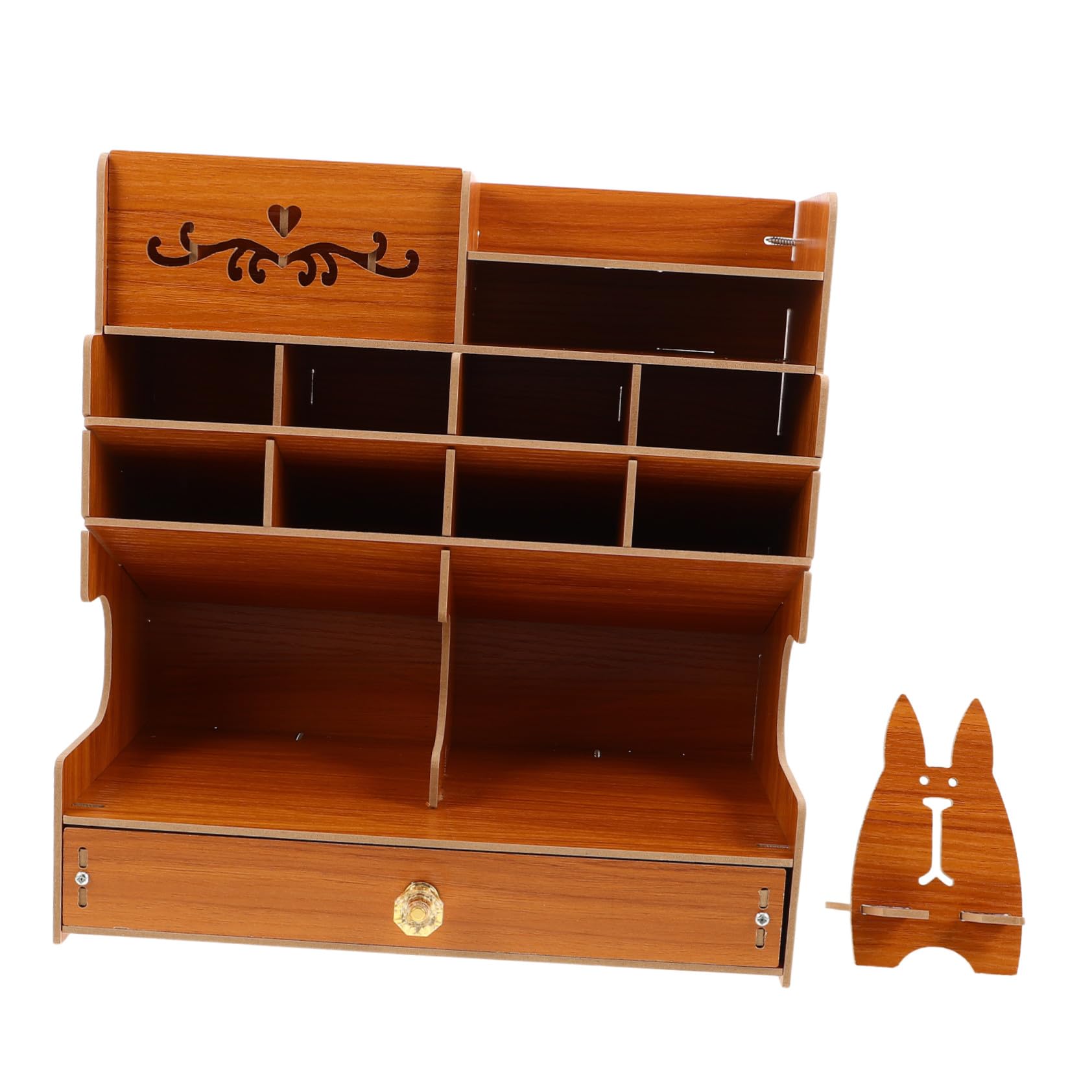 Caja de Almacenamiento de Papelería de Madera Portalápices de Madera con Múltiples Compartimentos Organizador de Escritorio para Bolígrafos para Oficina