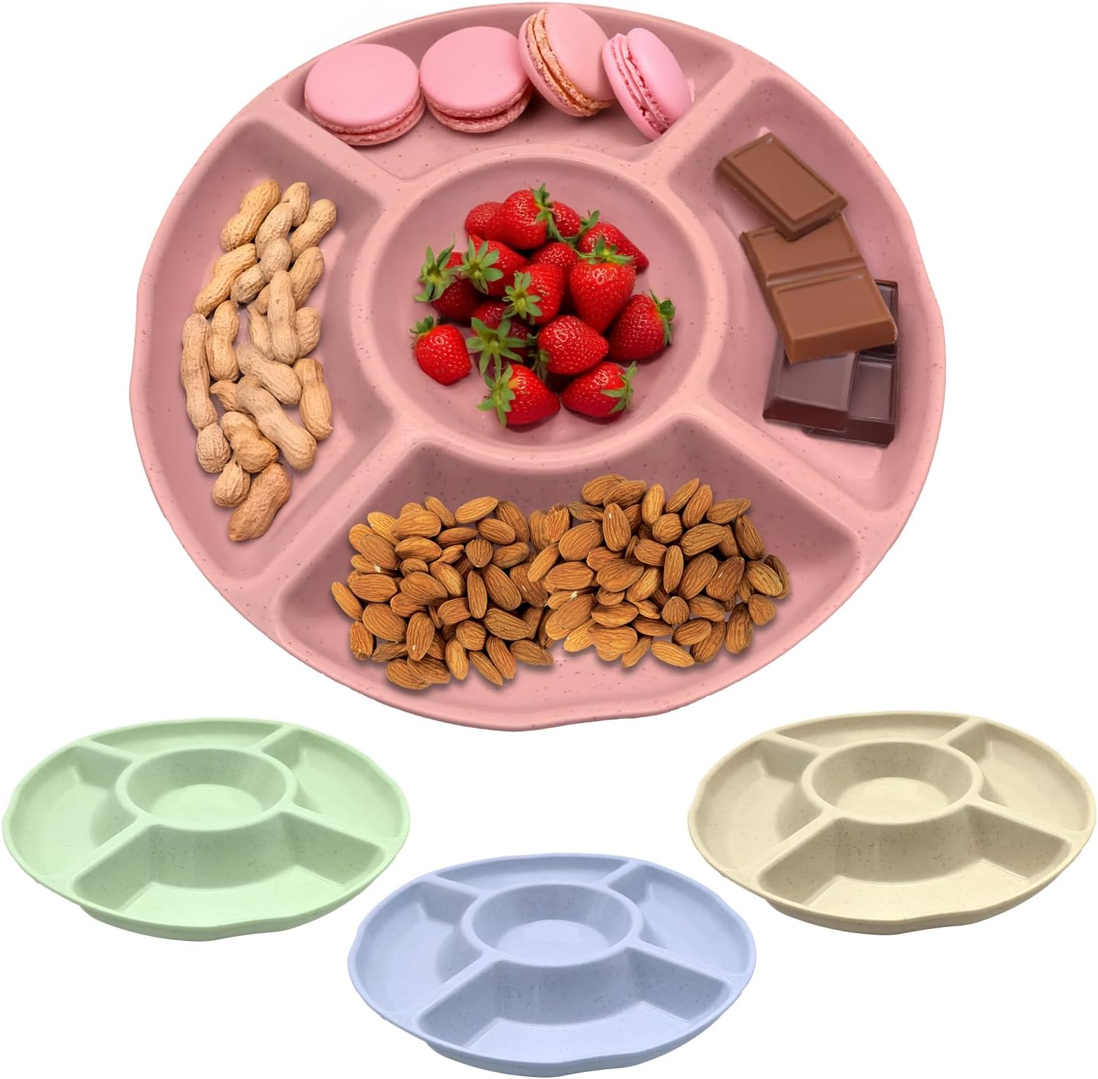 8 Stück Snackteller Mit 5 Fächern - Plastik Servierplatten Für Partys & Feiern