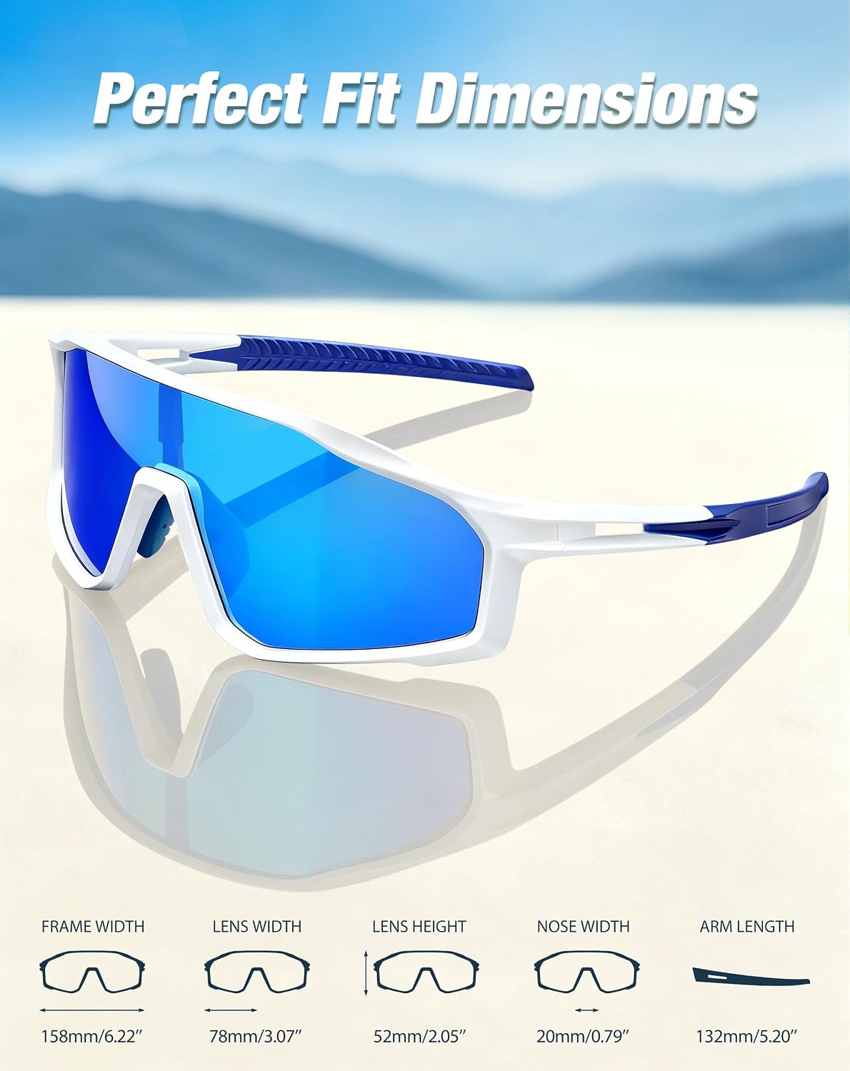 Joopin Oversized Sports Sunglasses With Strap Polarized UV Protection | Wrap Around, TAC One-piece Shield Lens, Anti-slip Nose Pad, Driving, Running, Cycling, Hiking, Fishing, Boating, Skiing