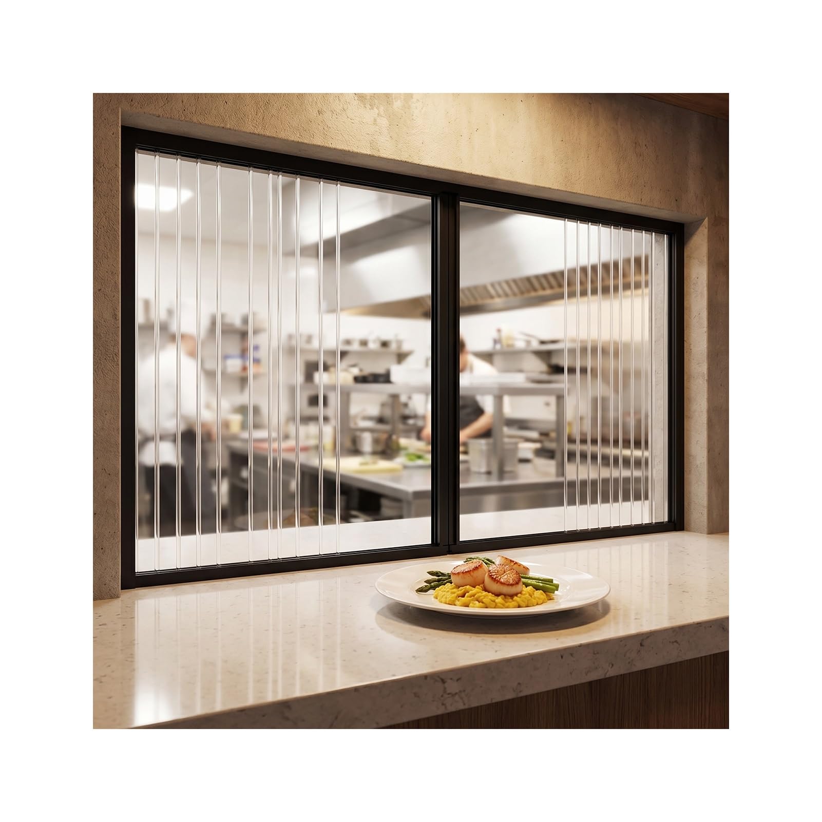 GOCHUSX Retractable Kitchen Serving Hatch Door, Commercial Pass Through Hatch Doors With Lock, Retractable Interior Folding Doors For Home Bar Studio Apartment(80x150cm(31.5x59.1in))