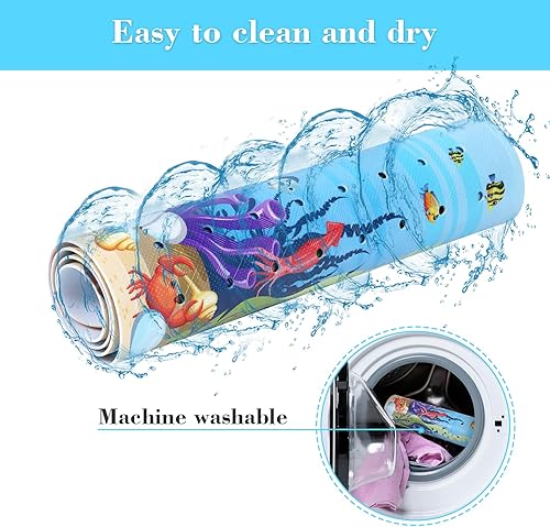 Miniatura 5 de Alfombra de baño antideslizante para bañera, lavable a máquina, antideslizante, con dibujos animados, con agujeros de drenaje y ventosas para niños