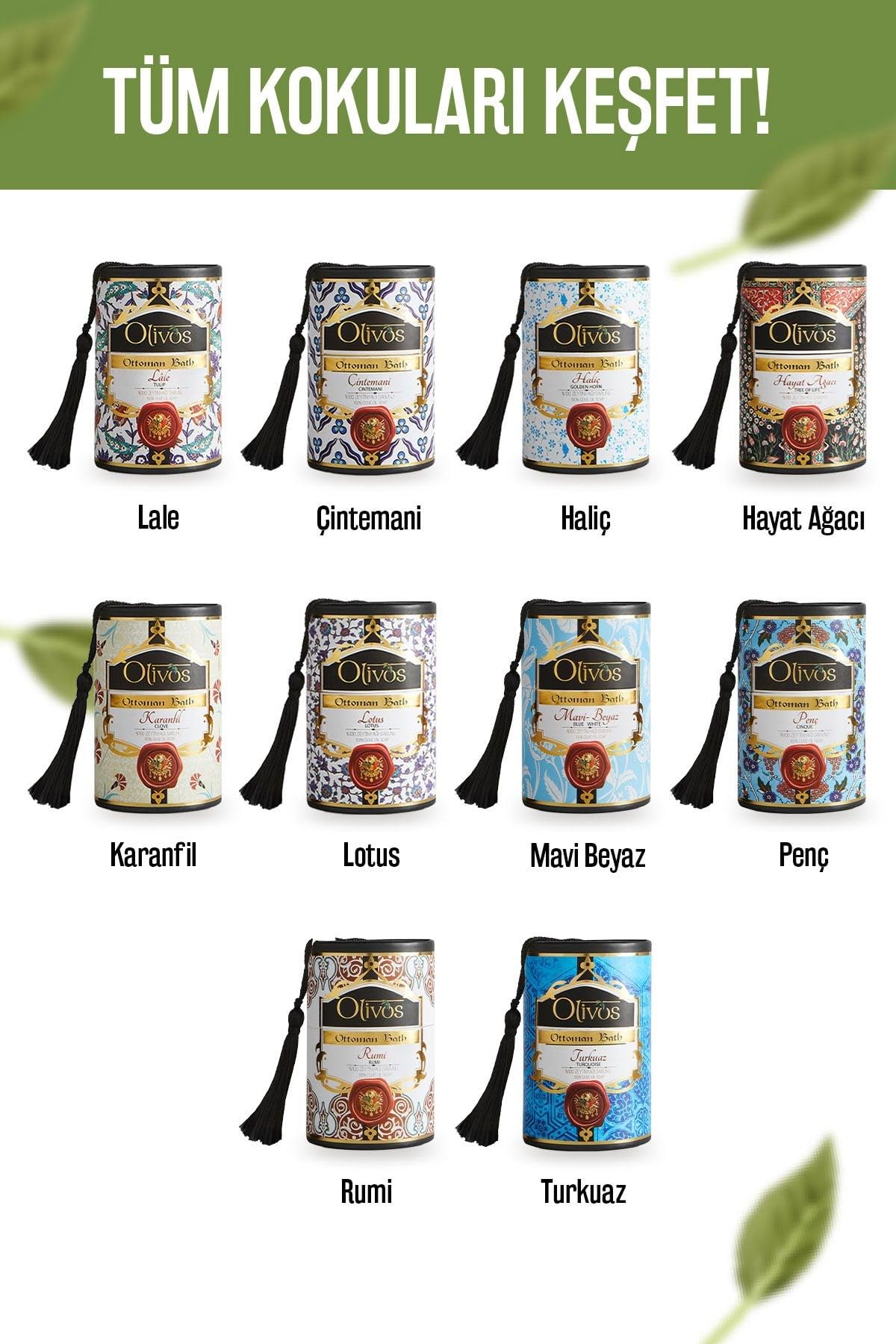 Olivos Ottoman Serisi Penç Zeytinyağlı Katı Sabun - Osmanlı Kültüründen İlham Alan Doğal Cilt Bakımı, Geleneksel Hamam Kokulu, Özel Kutusunda Hediye Seti, 100 gr x 2 (Penç)