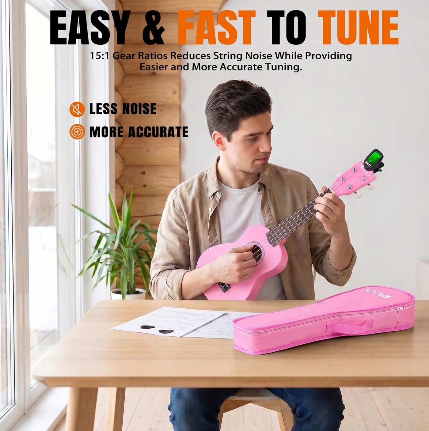Kit de débutant ukulélé soprano pour enfants et débutants, Ukelele 21 pouces avec recueil de chansons, étui, sangle, accordeur, cordes et médiators