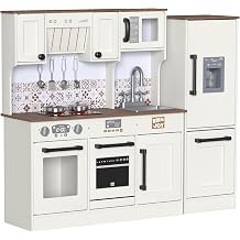 BRINJOY 2-Piece Kids Kitchen Playset with Separated Refrigerator