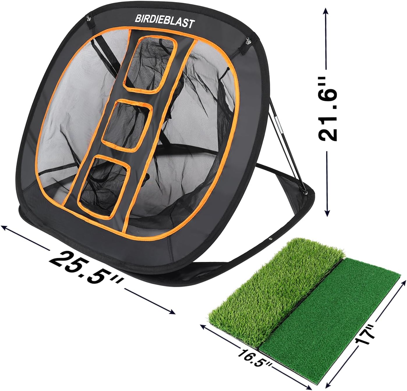 Professinoal Golf Chipping Net with Golf Hitting Mat,12 Practice Foam Balls and 2 Pixing Pins, for Indoor and Outdoor Target Chipping Training