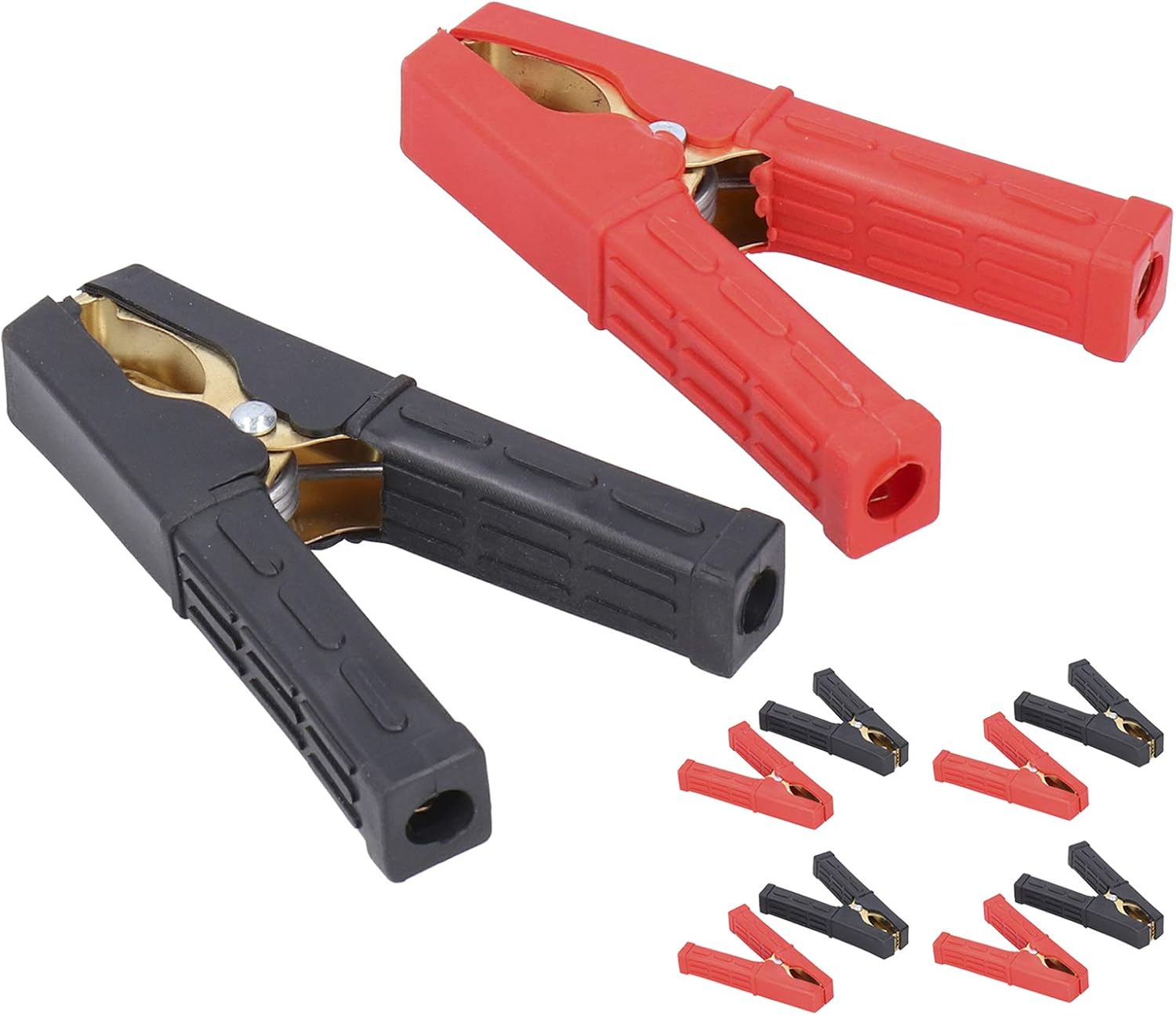 10pcs Battery Cable Clamps, 100A Pure Copper Clips with Red and Black Insulated Handles, Heavy - Duty Wire Clamps for Car Battery Charging and Electrical