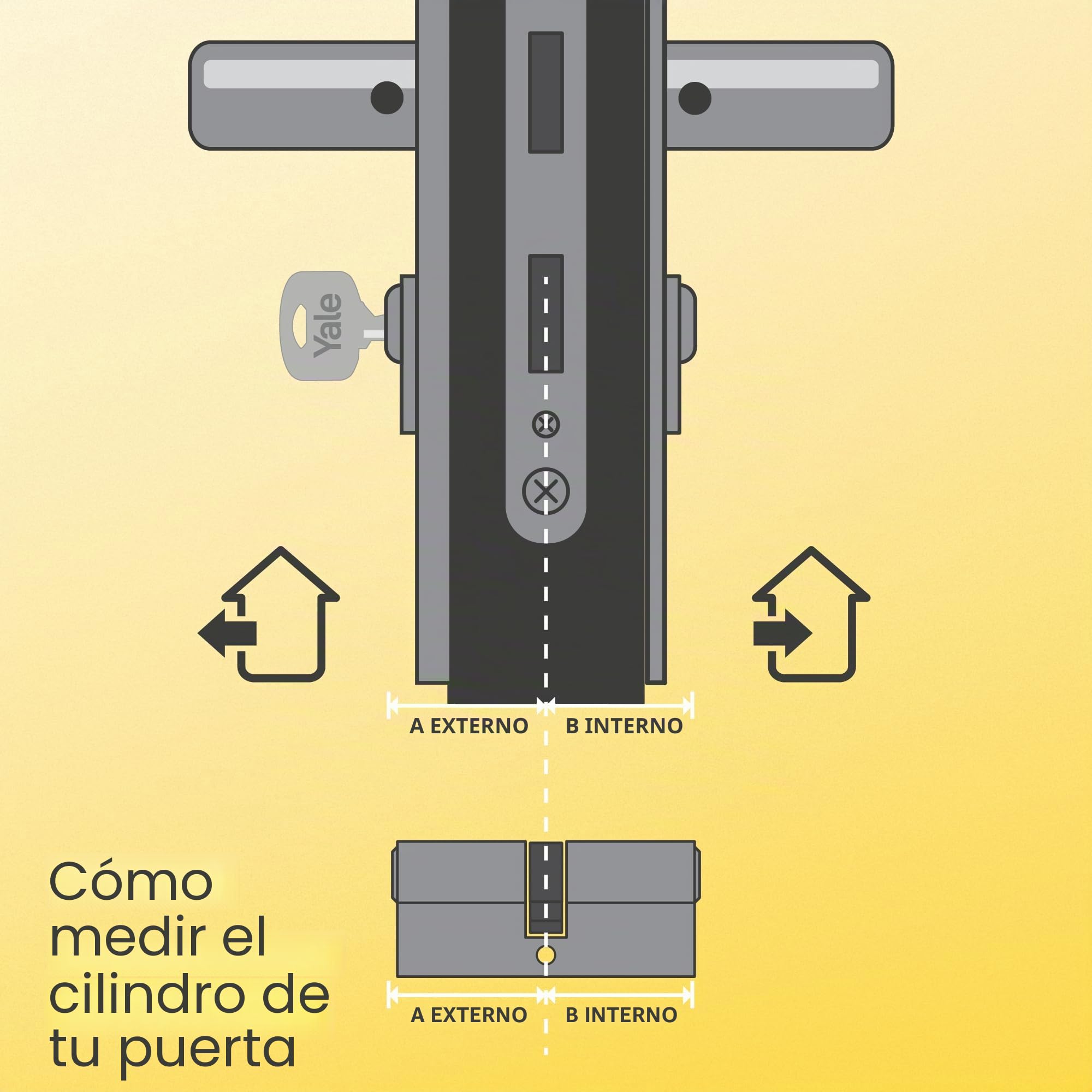 Yale 10-0552-4050-00-2211 2100 Series (patentado) -Pomo giratorio-30/35-CK-cilindro de perfil Euro satinado, niquelado