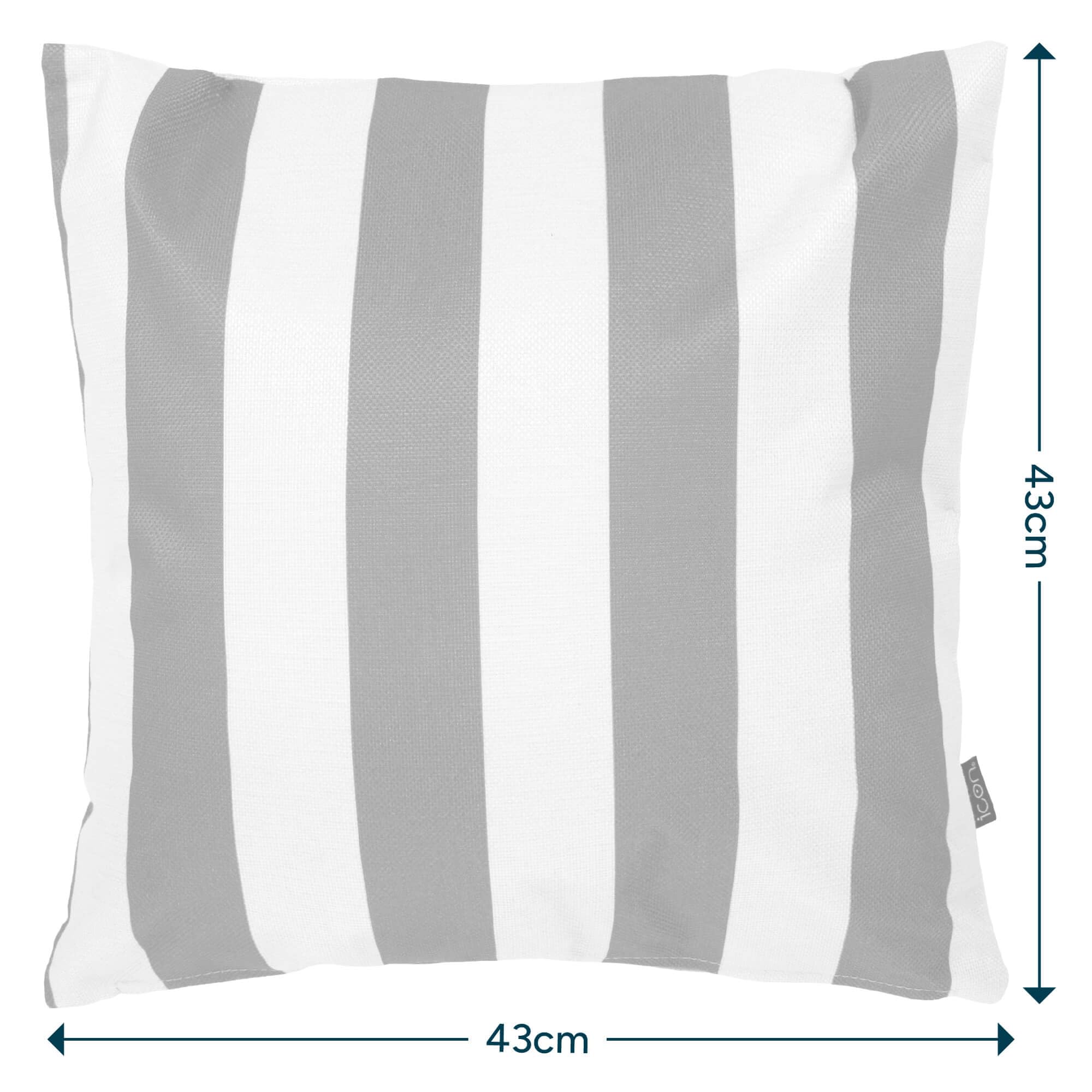 icon Cuscini da Esterno, Collezione A Strisce, Marrone, Set da 4, Resistente All'acqua, 43cm x 43cm, Cuscino Divano con Imbottitura Fibra Inclusa, Cuscini Esterno, Gardino, Terrazza