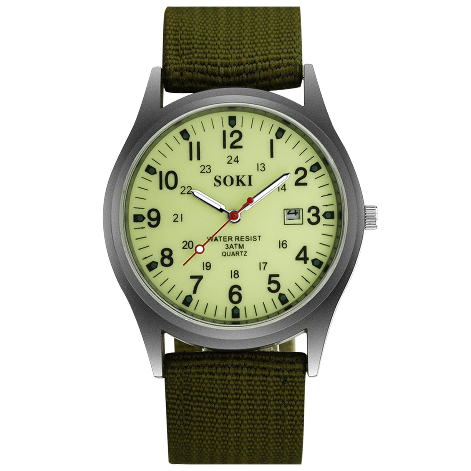 OIDEA Orologio Militare Uomo Tattico: Analogico Al Quarzo Con Data, Cinturino In Nylon Regolabile, Impermeabile 1ATM, Luminoso Al Buio