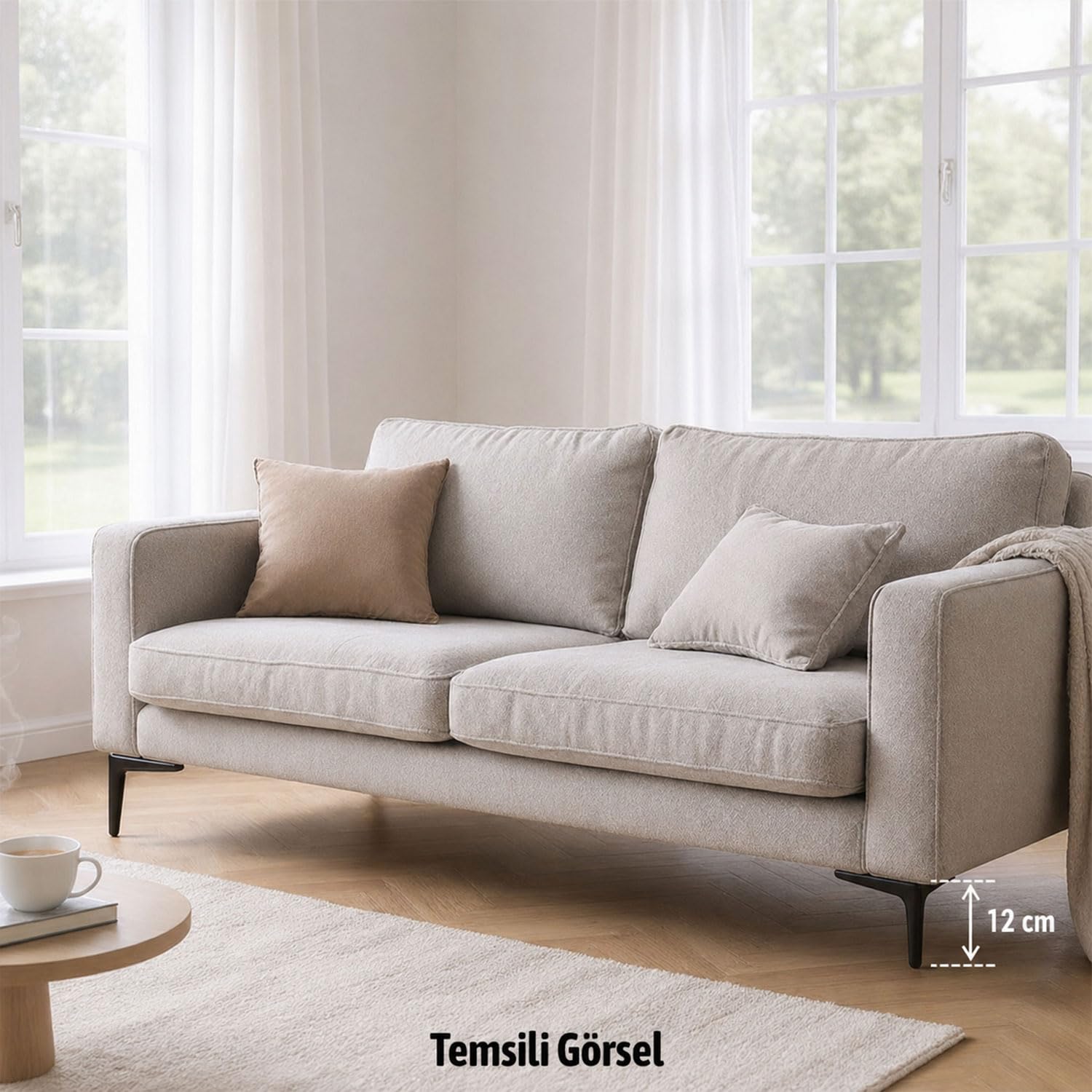 AYDOS 12 Cm Mat Siyah Metal Mobilya Ayağı Kanepe Koltuk Dolap Ayağı Modern Sağlam Şık Tasarım