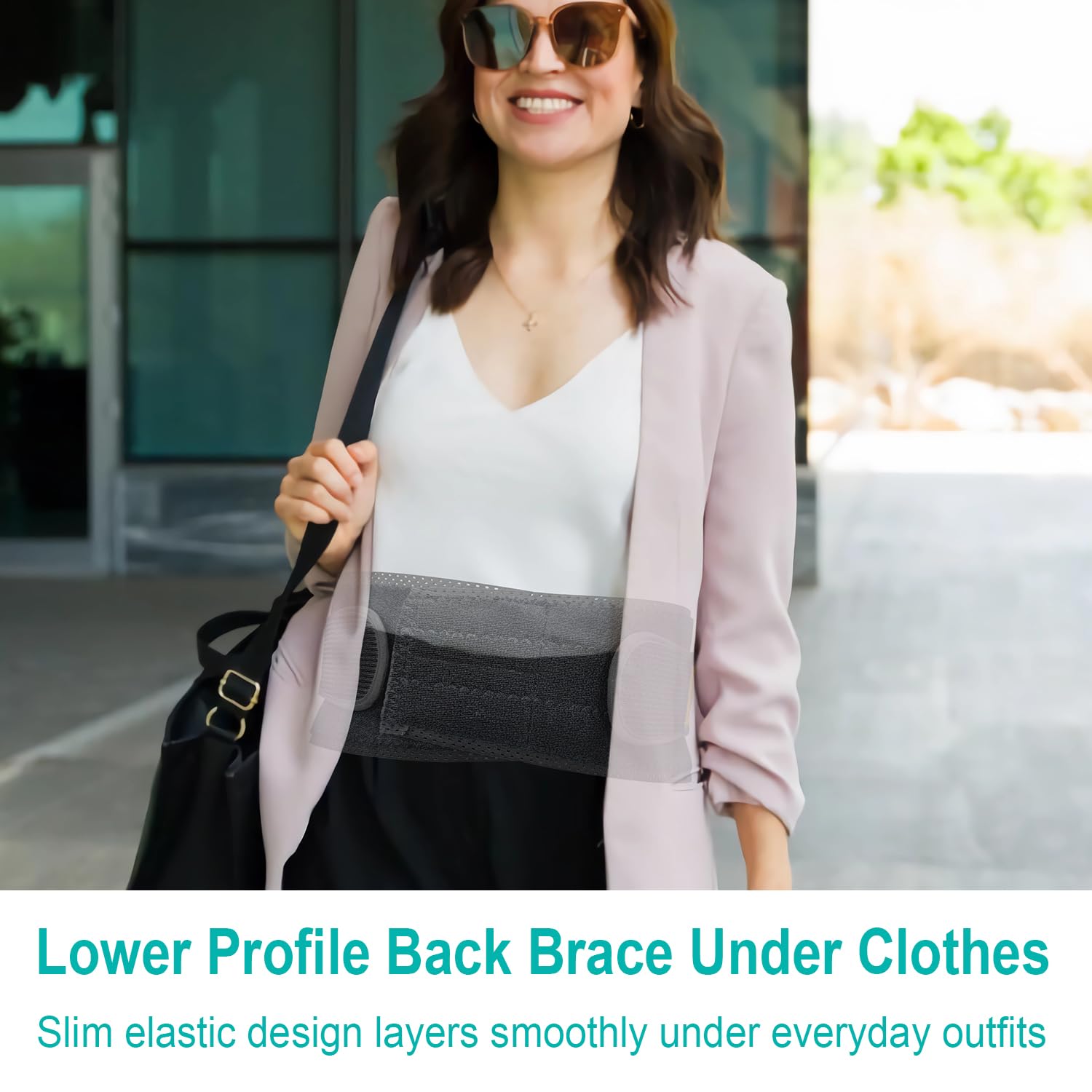 Breathable Back Brace for Lower Back Pain Relief – Lightweight Mesh Lumbar Support Belt with Dual Adjustable Straps, Thin Under-Clothes Back Support for Everyday Work & Housework for Men & Women