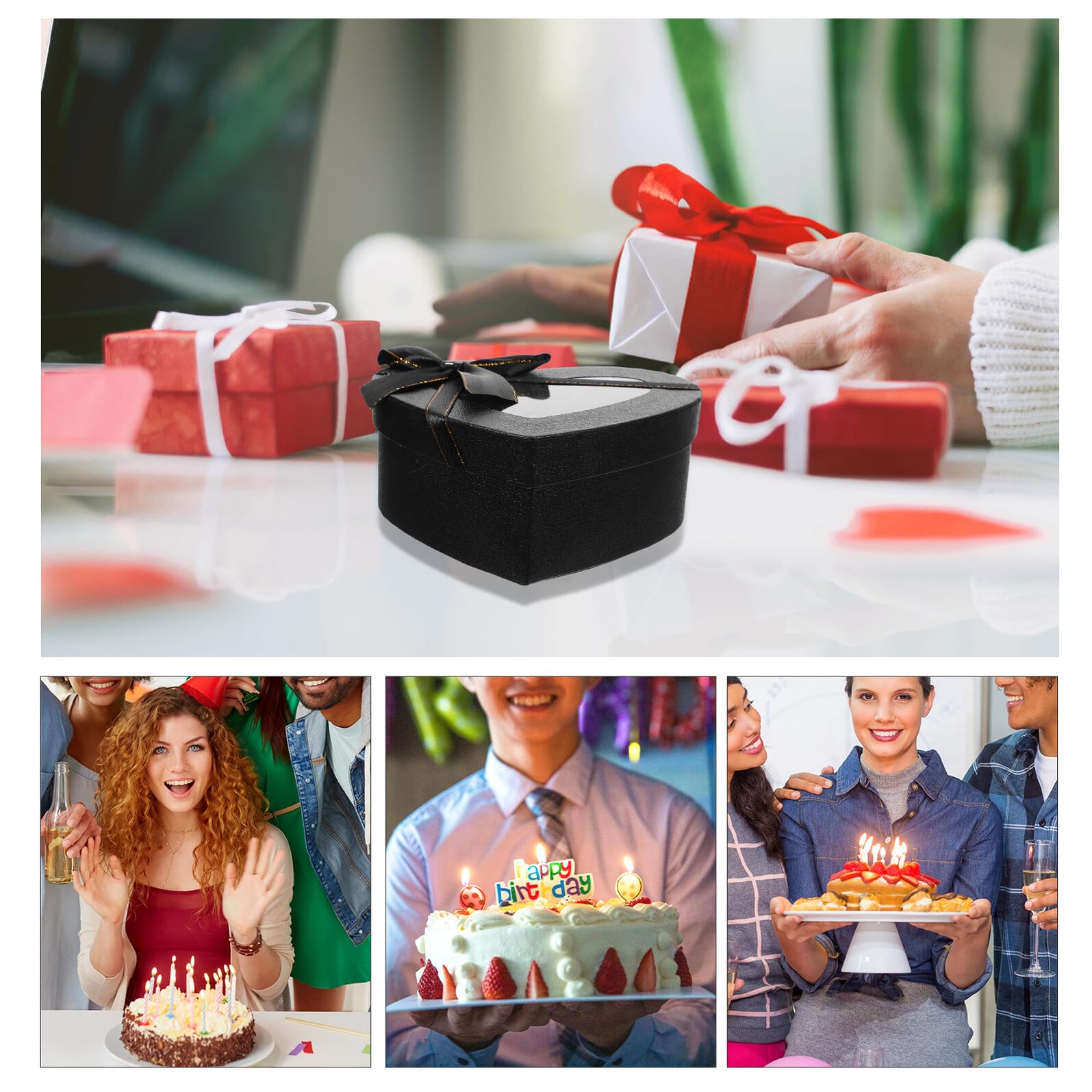 BESTYASH 3 Pezzi Scatola a Forma di Cuore in Cartone Decorativa la Festa degli Innamorati per Fiori, Dolcetti, Cioccolatini con Design Romantico e Robusta Costruzione