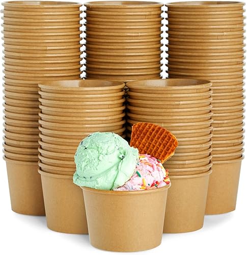 Juvale Paquete de 100 tazas de papel para helado, cuencos desechables de postre para barra de Sundae, yogur congelado, marrĂłn (8 onzas) Juvale Paquete de 100 tazas de papel para helado, cuencos desechables de postre para barra de Sundae, yogur congelado, marrĂłn (8 onzas)
