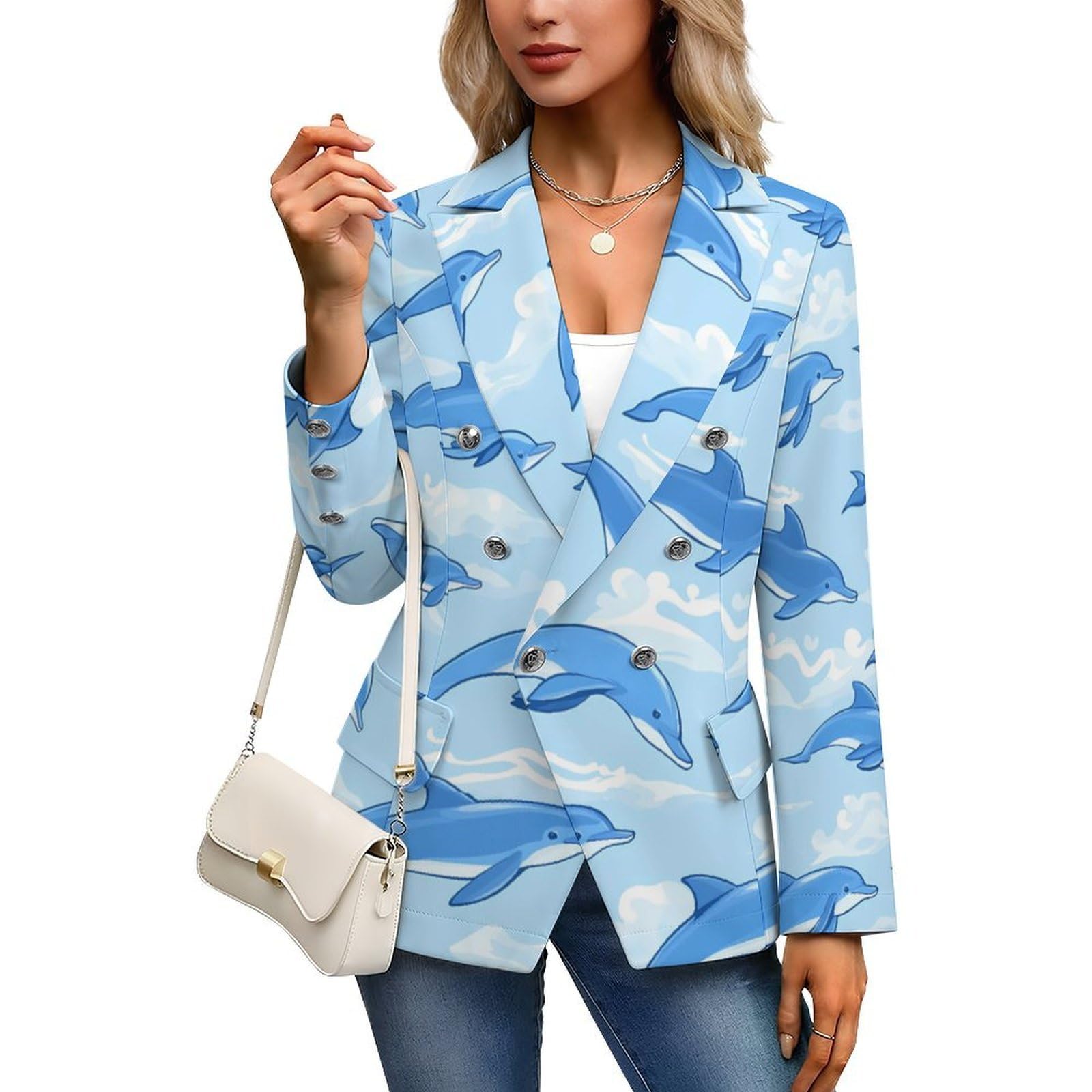 Delfini modello carino casual da donna blazer leggero abiti giacca cappotti per viaggi eventi uso quotidiano