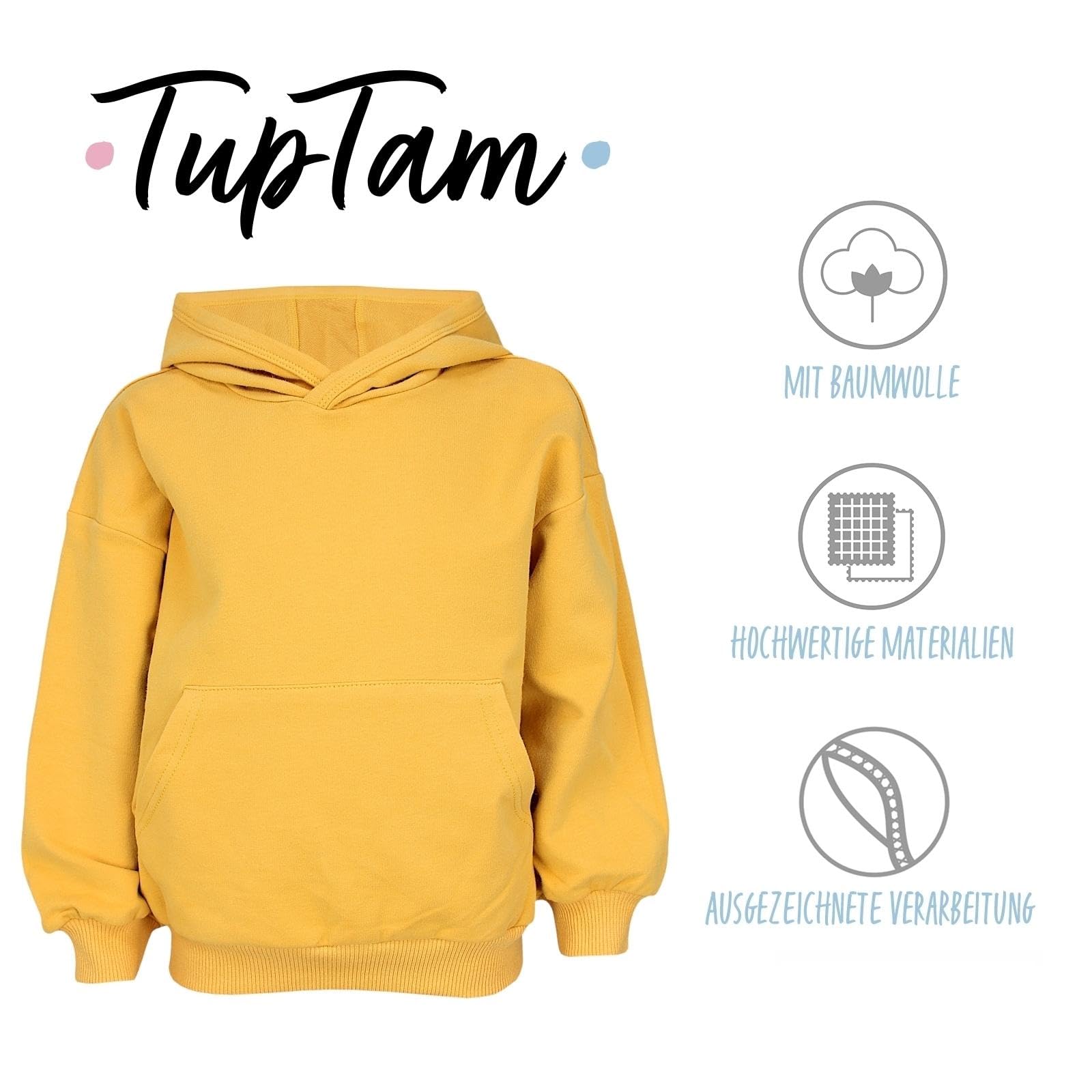 TupTam Felpa con Cappuccio Bambini Unisex Cotone Bio Morbida e Traspirante