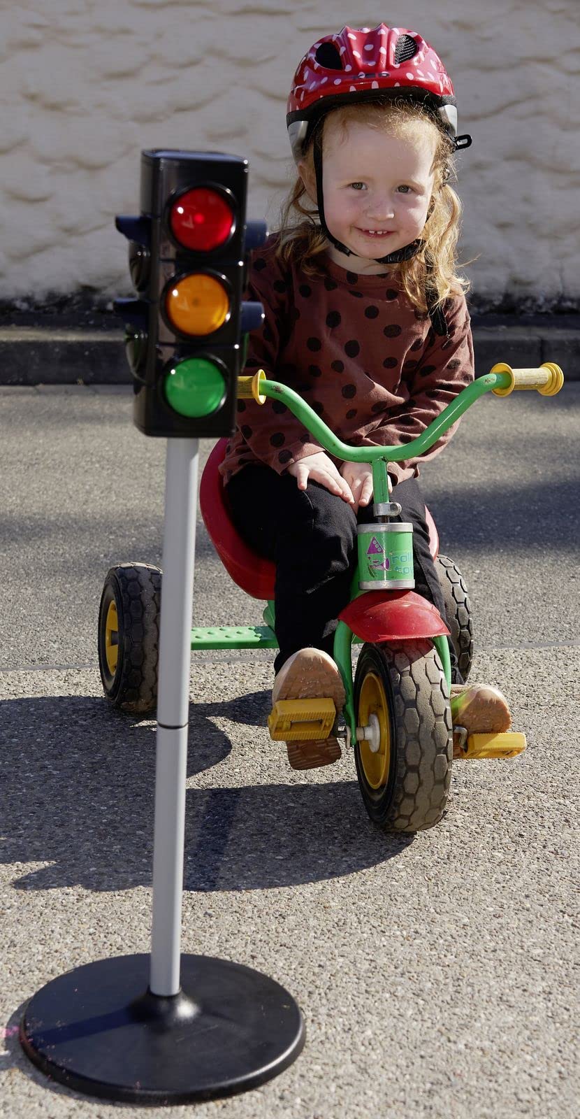 alldoro 60095 Verkehrsampel, Ampel für Kinder mit breitem Fuß, ca. 75 cm hoch, mit 2 Fahrzeug-und 2 Fußgängerampeln, batteriebetrieben, 2 Leuchtmodi und Schalter