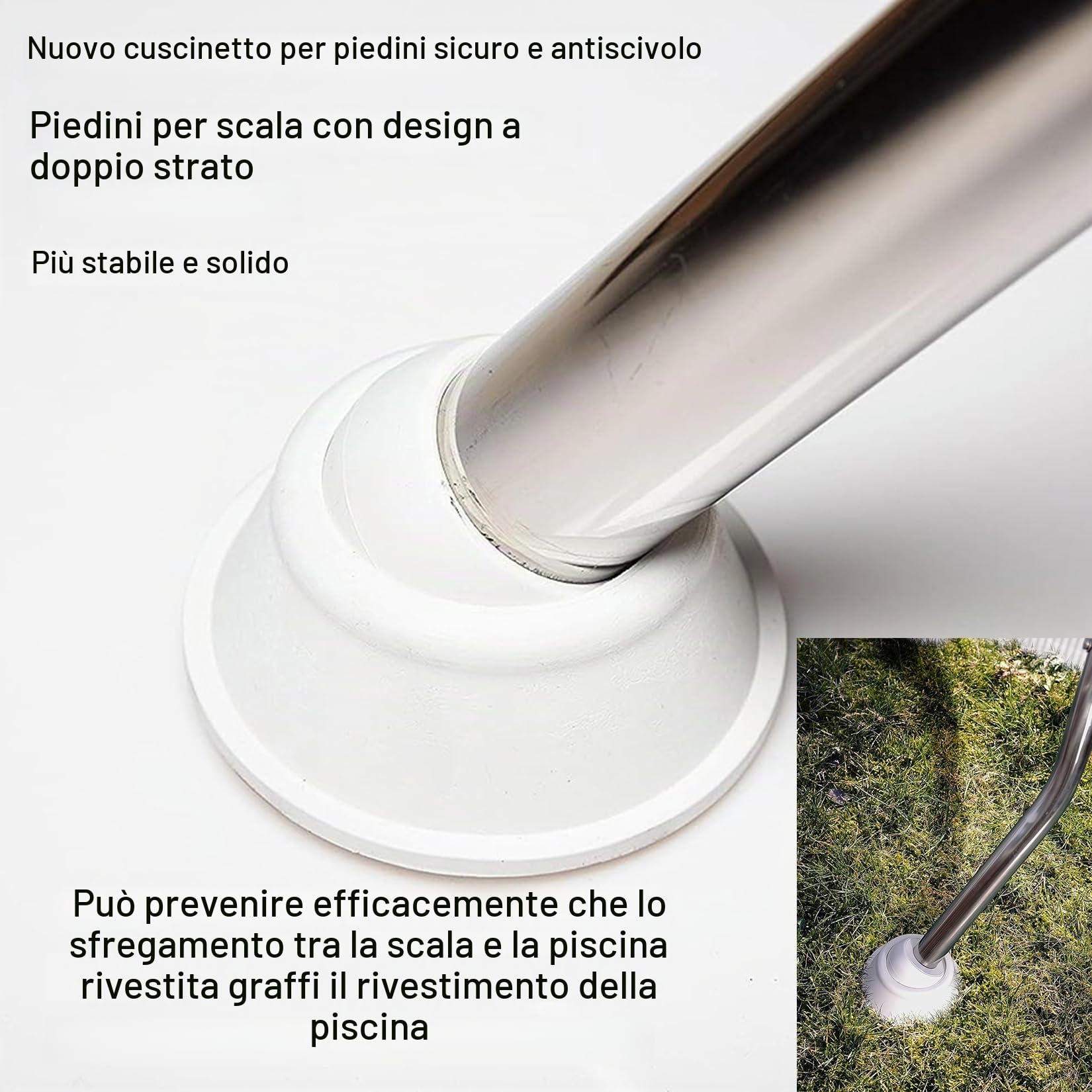 BOTOWI Scala per Piscina da 110 Cm con Piattaforma Deck Heavy Duty 304 Telaio in Acciaio Inossidabile Scaletta per Piscina Esterna da Cortile Fuori Terra, 3 Gradini Antiscivolo Sicuri