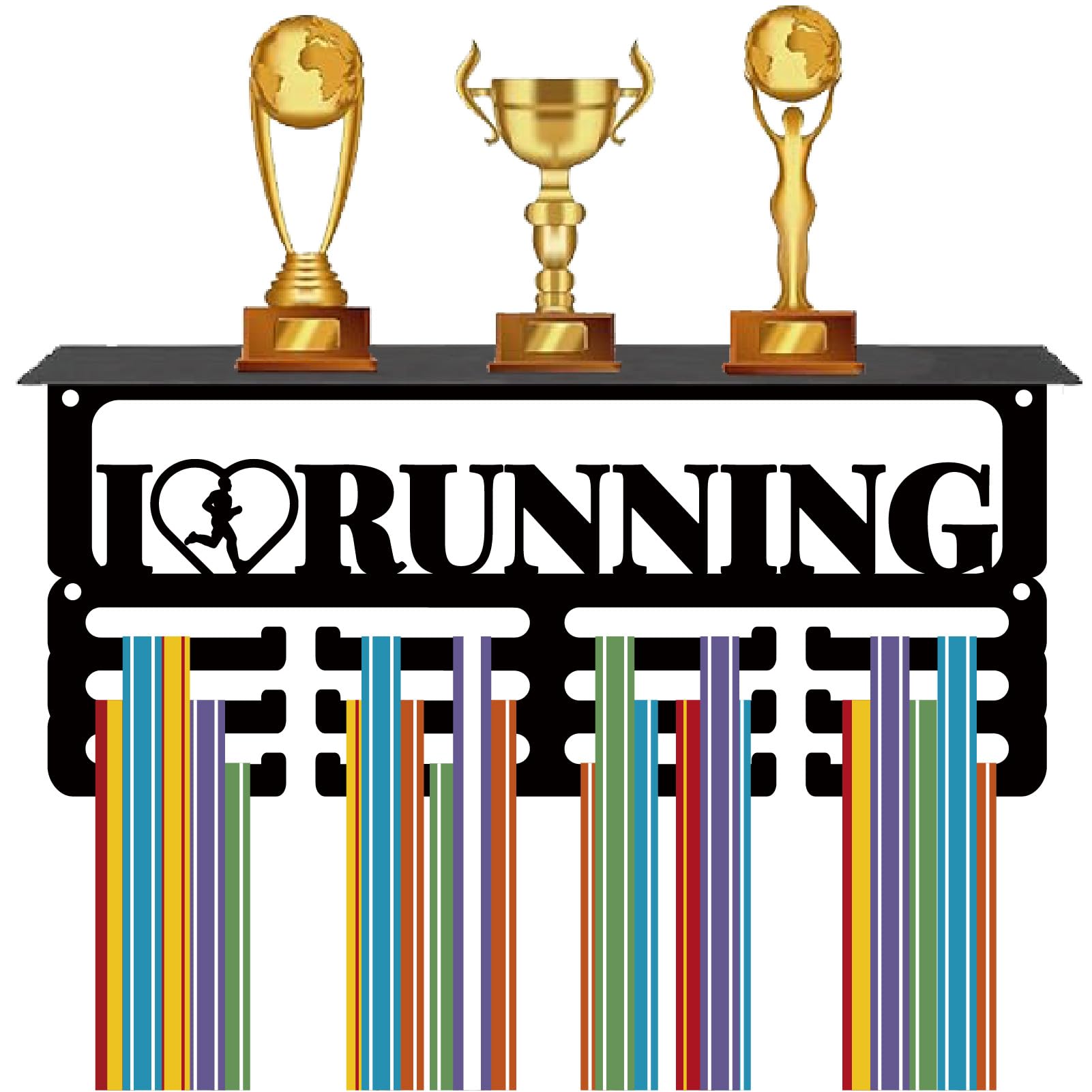 CREATCABIN Soporte para Medallas de Fútbol, Estante para Trofeos, Colgador de Medallas con 12 Gancho, Soporte para Estante Deportivo de 4 s, Soporte para Pared para 70 o Más Medallas para Hombres — view 12