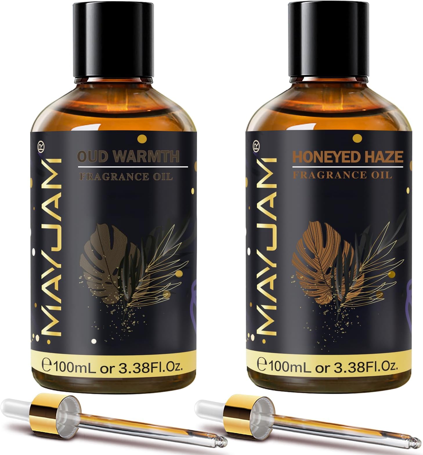Oud Warmth Fragrance Oil 100ML Bundle with Honeyed Haze Fragrance Oil 100ML, Premium Grade Essential Oil for Diffusers for Home, Long Lasting Scented Oil for DIY Bath Bomb Soap Candle Making