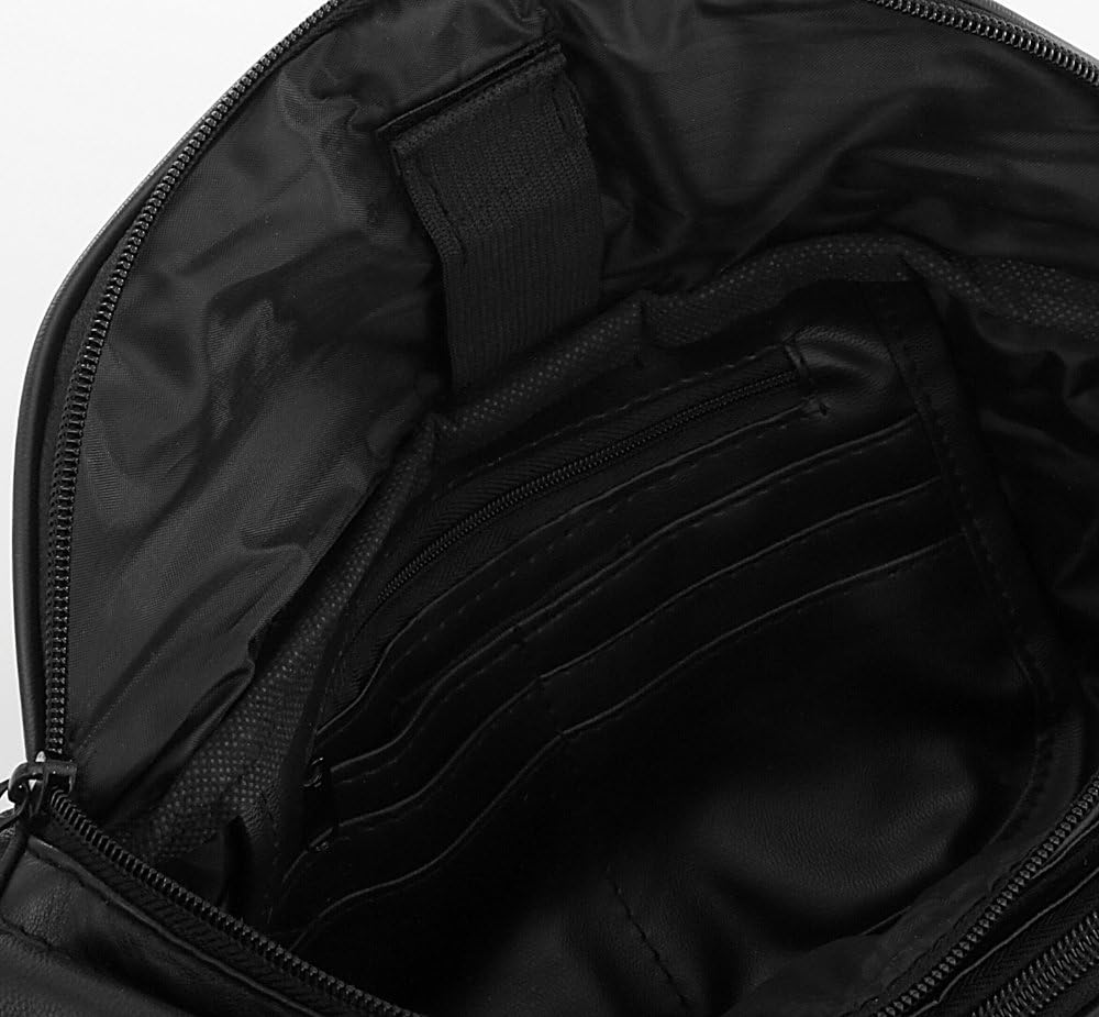 New Large 8 Pocket Genuine Leather Waist Hip Lumbar Fanny Fannie Pack Bag Black with Dual Cell Phone Pockets and Dual Organizer (7089-BLK)