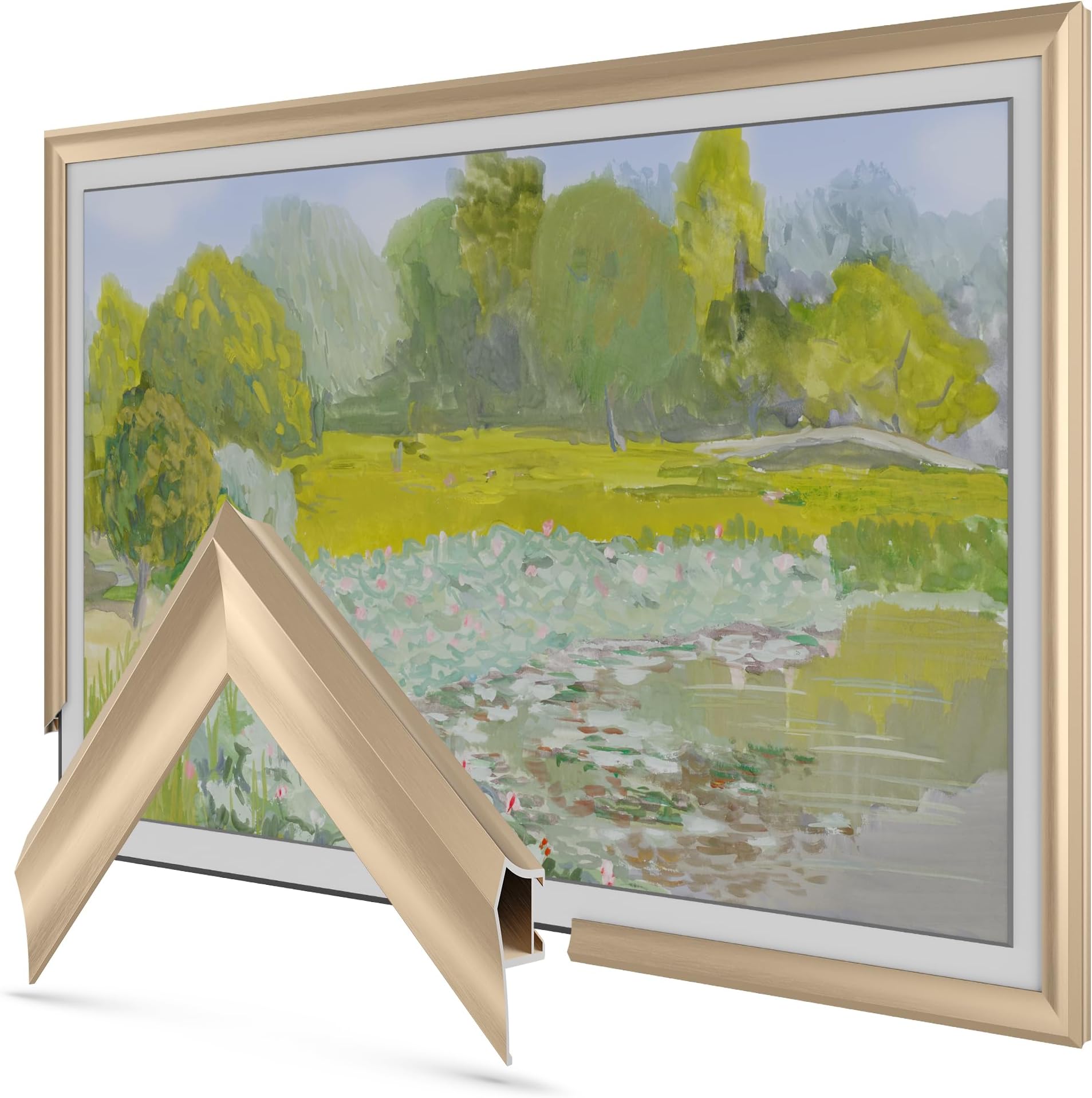 Frame My TV Deco TV Frame Alloy Prism - Pale Gold Bezel for Samsung The Frame TV (55 inch, fits 2021-2025 TVs)