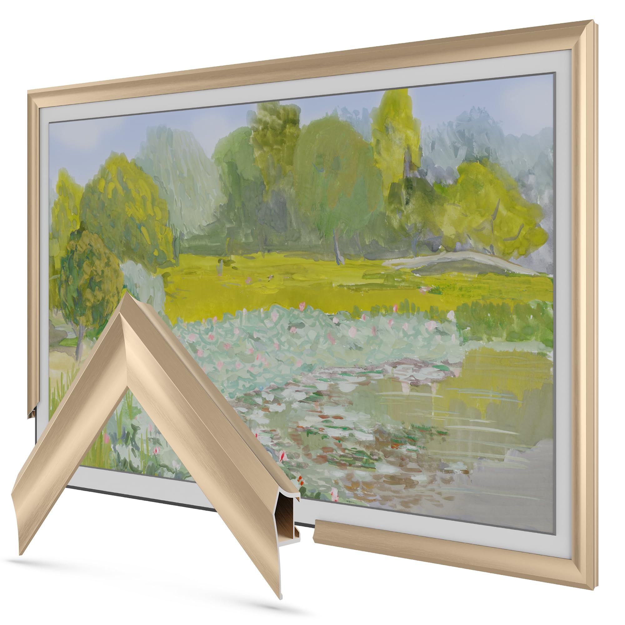 Deco TV Frames Alloy Prismatic - Pale Gold Bezel Compatible ONLY with Samsung The Frame TV (3” Color Chip)