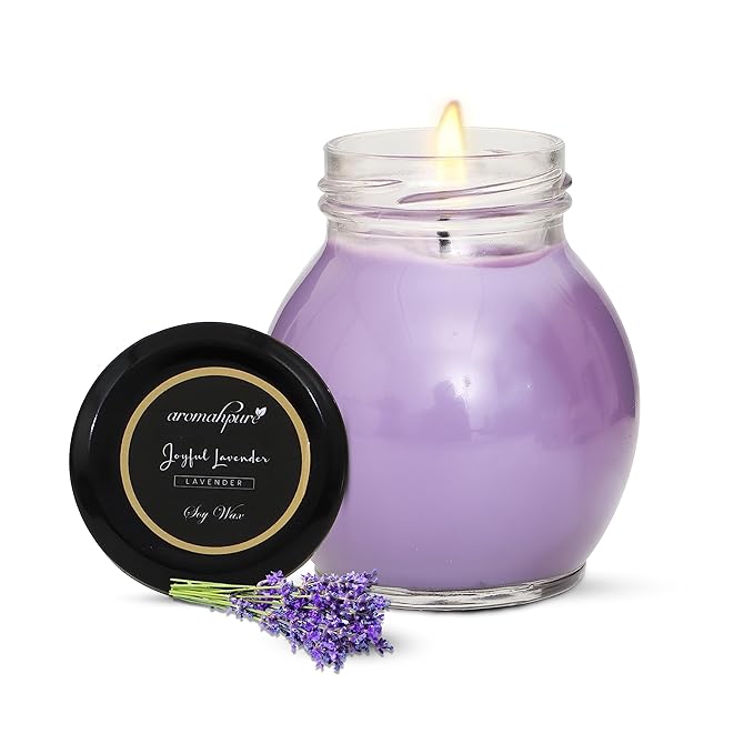 Aromahpure Big Matki Candle (30 Hours) | Lavender Scented Candle | 100% Soy Wax, Smokeless Candle | Pack of 1 | Long Lasting Aroma Candles| Scented Candles for Home Decor