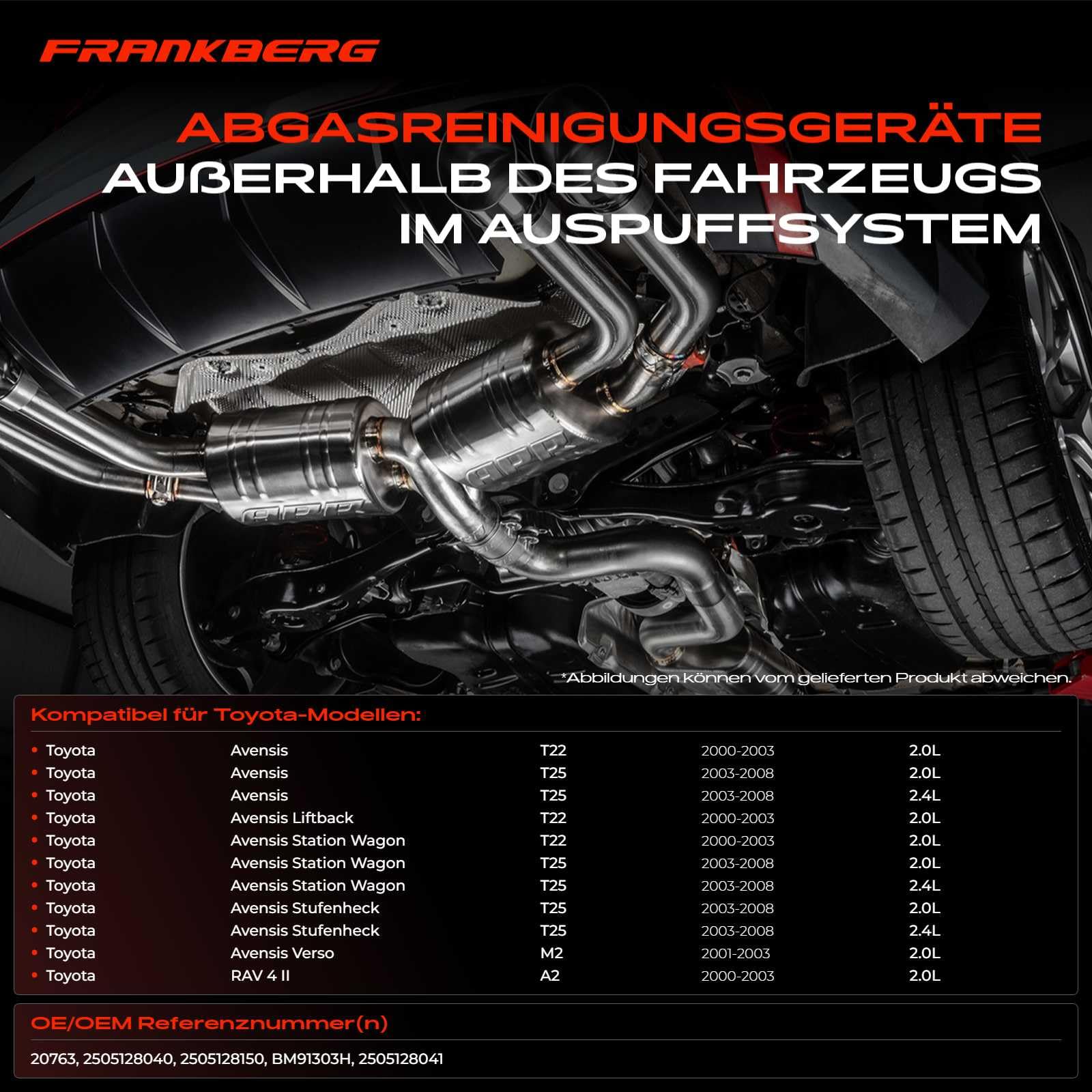 Frankberg 1x Katalysator Kompatibel mit Avensi.s T22 2.0L Avensi.s Station Wagon T25 2.0L 2.4L Avensi.s Verso M2 2.0L RA.V 4 II A2 2.0L Replace# 2505128150