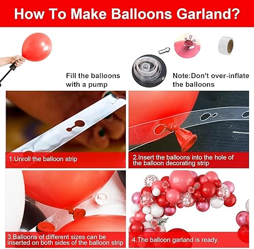 Miniatura 6 de Kit de arco de guirnalda de globos rojos 5, 10, 18 pulgadas, globos de diferentes tamaños, juego de decoración perfecto para cumpleaños, bodas y